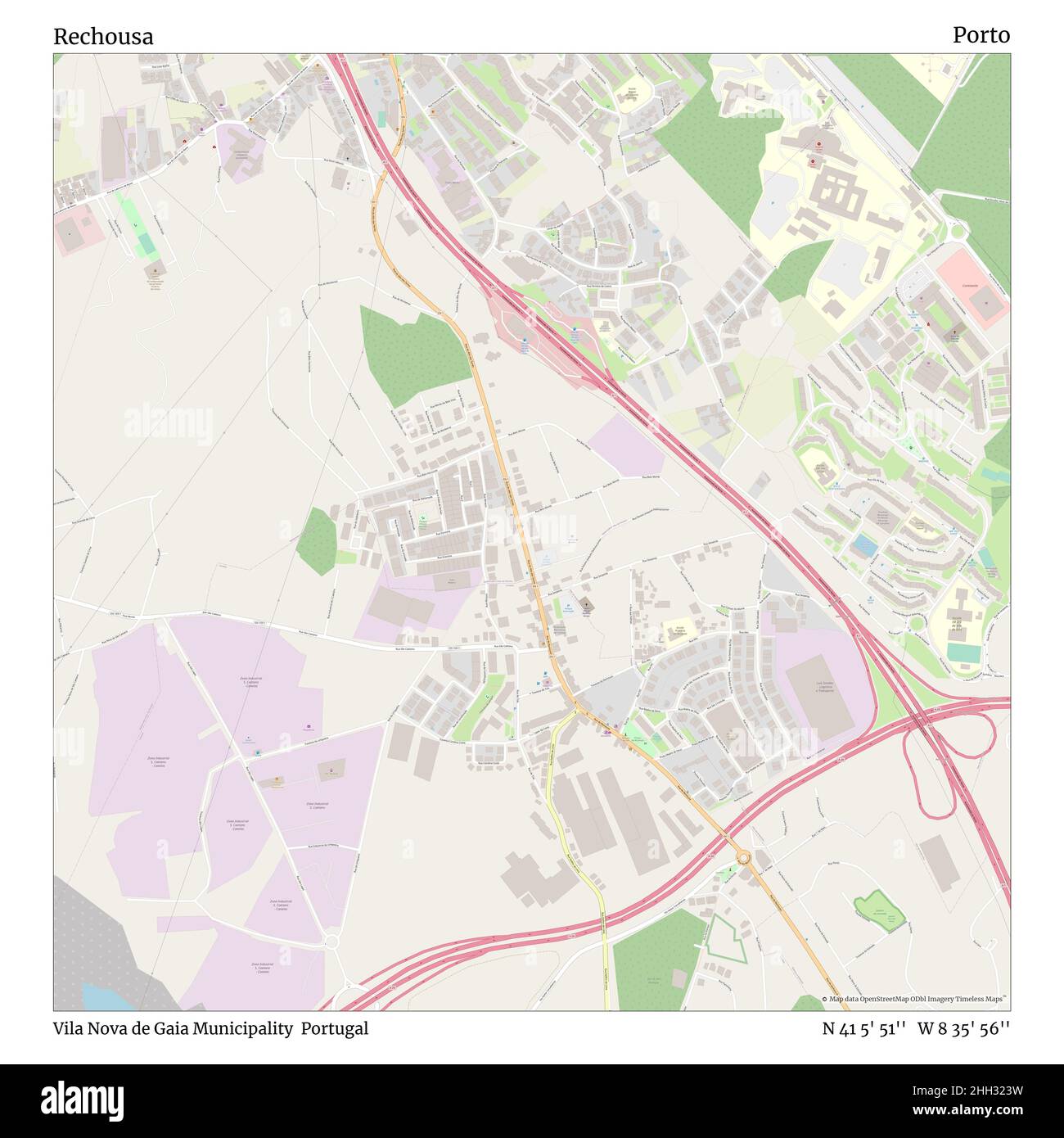 Rechouga, Gemeinde Vila Nova de Gaia, Portugal, Porto, N 41 5' 51'', W 8 35' 56'', map, Timeless Map veröffentlicht im Jahr 2021. Reisende, Entdecker und Abenteurer wie Florence Nightingale, David Livingstone, Ernest Shackleton, Lewis and Clark und Sherlock Holmes haben sich bei der Planung von Reisen zu den entlegensten Ecken der Welt auf Karten verlassen.Timeless Maps kartiert die meisten Orte auf der Welt und zeigt die Verwirklichung großer Träume Stockfoto