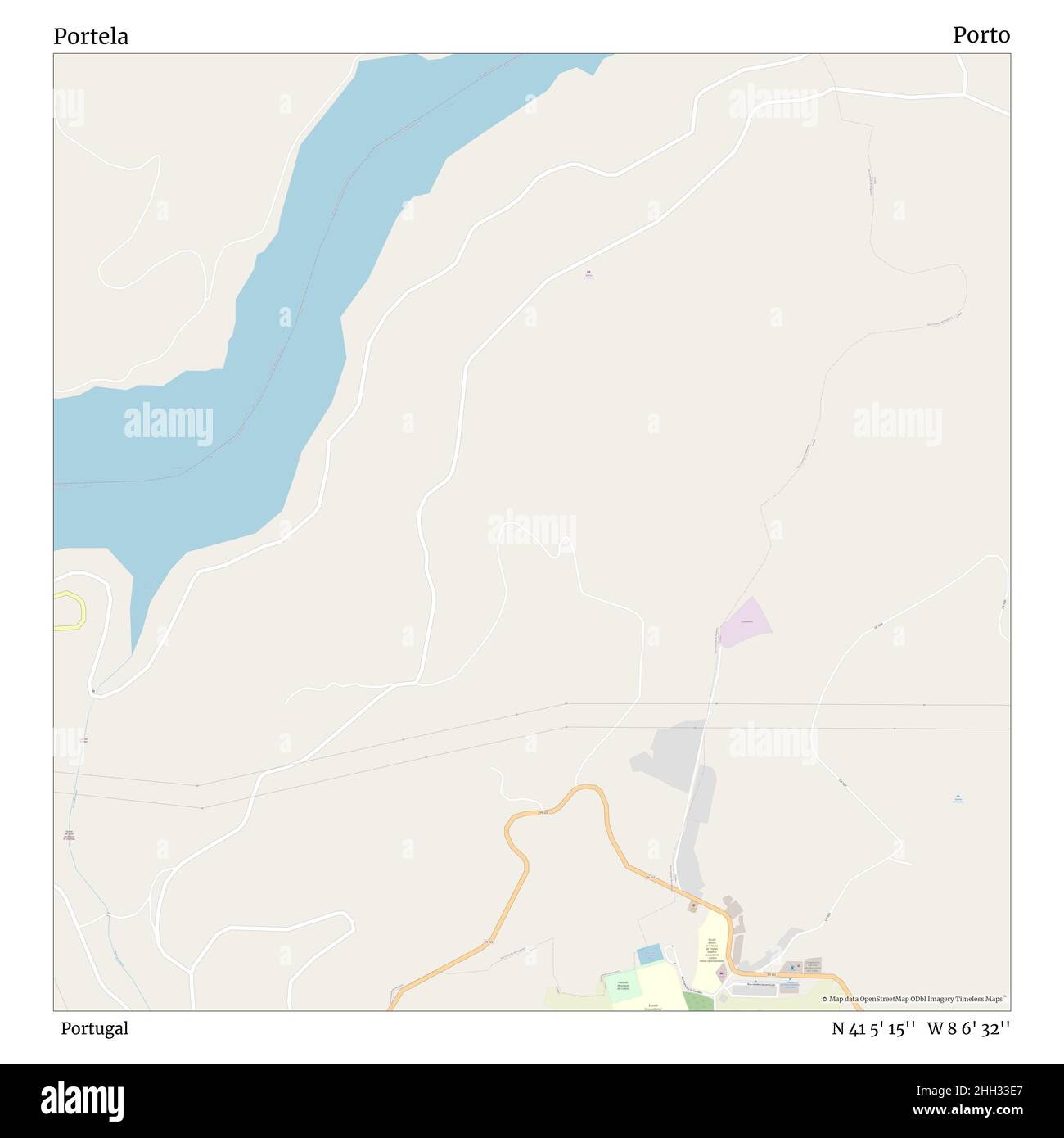 Portela, Portugal, Porto, N 41 5' 15'', W 8 6' 32'', map, Timeless Map veröffentlicht im Jahr 2021. Reisende, Entdecker und Abenteurer wie Florence Nightingale, David Livingstone, Ernest Shackleton, Lewis and Clark und Sherlock Holmes haben sich bei der Planung von Reisen zu den entlegensten Ecken der Welt auf Karten verlassen.Timeless Maps kartiert die meisten Orte auf der Welt und zeigt die Verwirklichung großer Träume Stockfoto