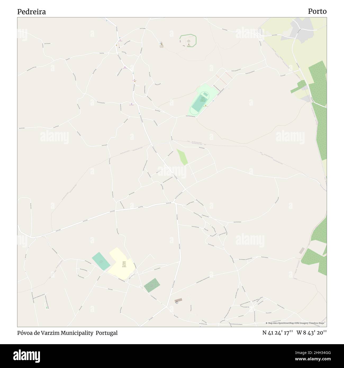 Pedreira, Gemeinde Póvoa de Varzim, Portugal, Porto, N 41 24' 17'', W 8 43' 20'', map, Timeless Map veröffentlicht im Jahr 2021. Reisende, Entdecker und Abenteurer wie Florence Nightingale, David Livingstone, Ernest Shackleton, Lewis and Clark und Sherlock Holmes haben sich bei der Planung von Reisen zu den entlegensten Ecken der Welt auf Karten verlassen.Timeless Maps kartiert die meisten Orte auf der Welt und zeigt die Verwirklichung großer Träume Stockfoto