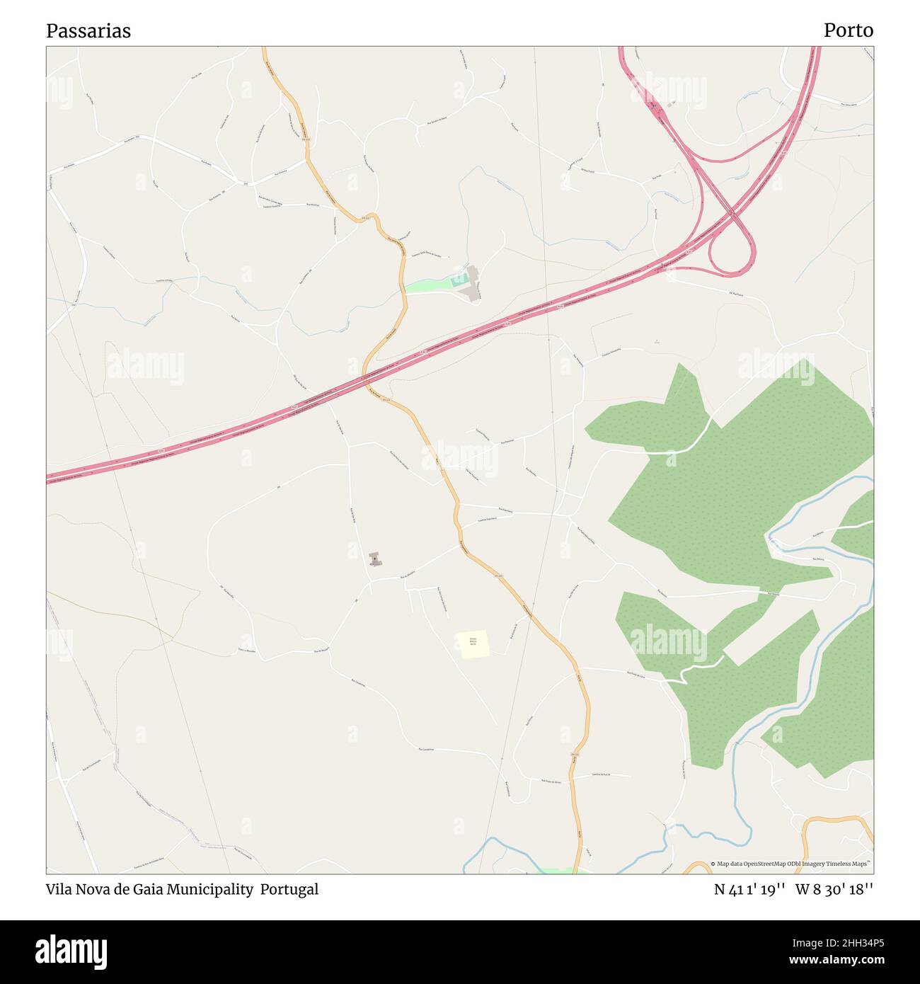 Passarias, Gemeinde Vila Nova de Gaia, Portugal, Porto, N 41 1' 19'', W 8 30' 18'', map, Timeless Map veröffentlicht im Jahr 2021. Reisende, Entdecker und Abenteurer wie Florence Nightingale, David Livingstone, Ernest Shackleton, Lewis and Clark und Sherlock Holmes haben sich bei der Planung von Reisen zu den entlegensten Ecken der Welt auf Karten verlassen.Timeless Maps kartiert die meisten Orte auf der Welt und zeigt die Verwirklichung großer Träume Stockfoto