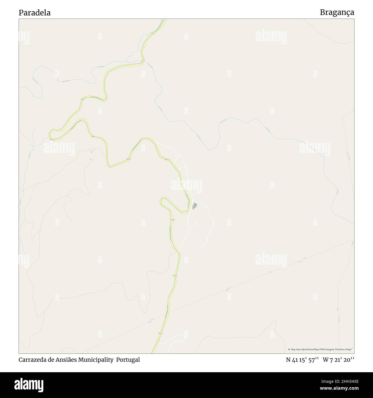 Paradela, Gemeinde Carrazeda de Ansiães, Portugal, Bragança, N 41 15' 57'', W 7 21' 20'', map, Timeless Map veröffentlicht im Jahr 2021. Reisende, Entdecker und Abenteurer wie Florence Nightingale, David Livingstone, Ernest Shackleton, Lewis and Clark und Sherlock Holmes haben sich bei der Planung von Reisen zu den entlegensten Ecken der Welt auf Karten verlassen.Timeless Maps kartiert die meisten Orte auf der Welt und zeigt die Verwirklichung großer Träume Stockfoto