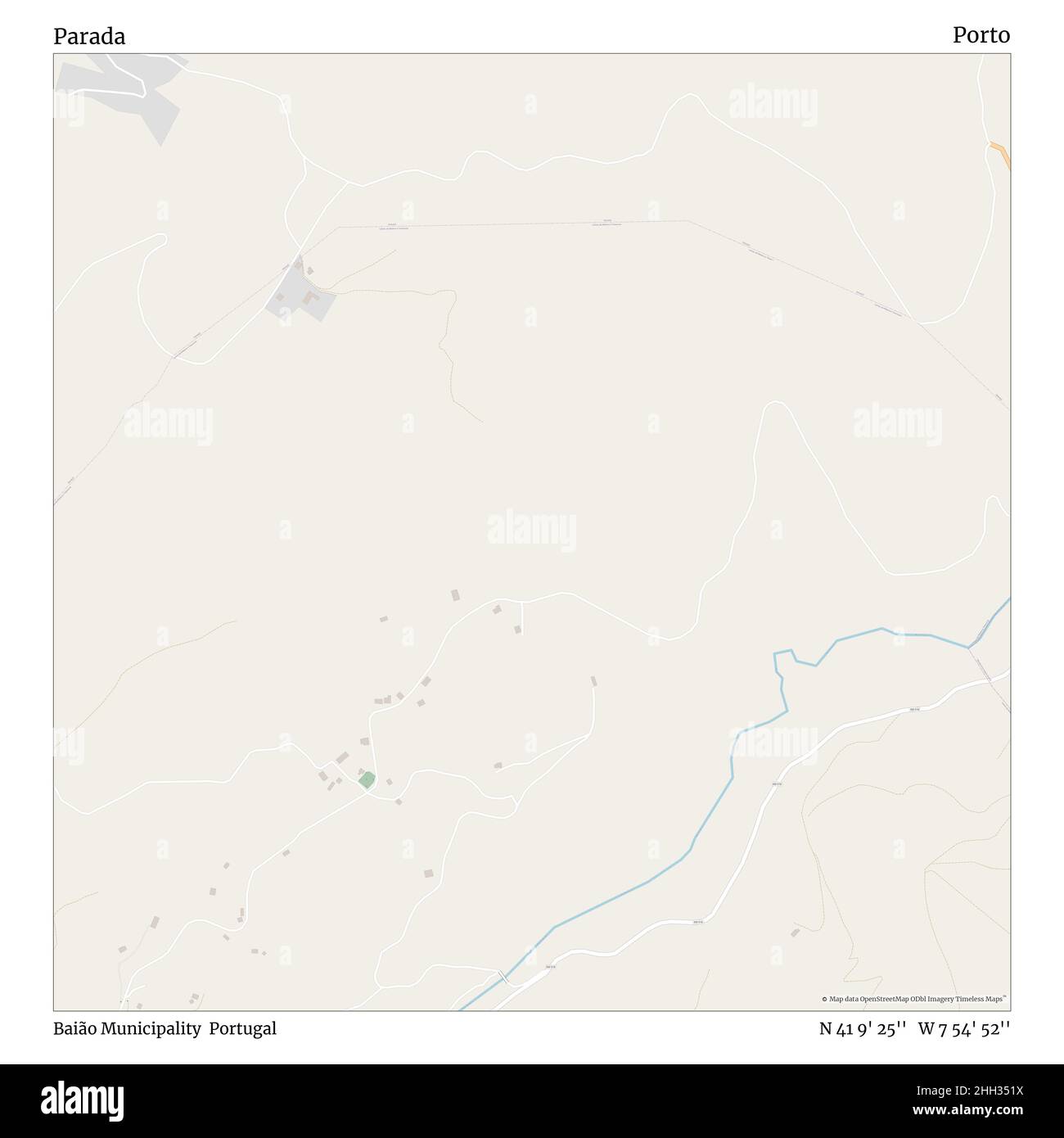 Parada, Gemeinde Baião, Portugal, Porto, N 41 9' 25'', W 7 54' 52'', map, Timeless Map veröffentlicht im Jahr 2021. Reisende, Entdecker und Abenteurer wie Florence Nightingale, David Livingstone, Ernest Shackleton, Lewis and Clark und Sherlock Holmes haben sich bei der Planung von Reisen zu den entlegensten Ecken der Welt auf Karten verlassen.Timeless Maps kartiert die meisten Orte auf der Welt und zeigt die Verwirklichung großer Träume Stockfoto