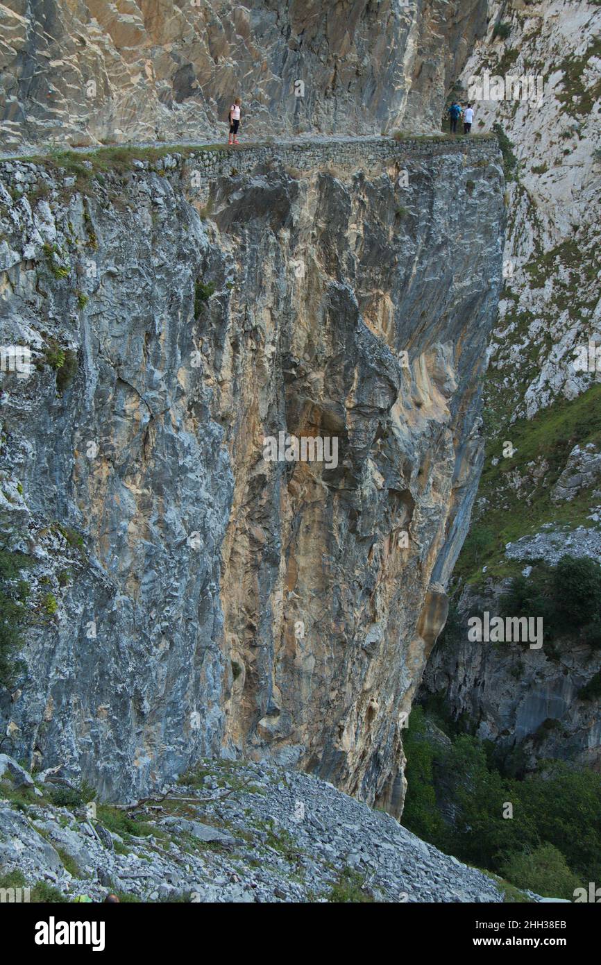 Wanderweg Ruta del Cares von Poncebos nach Cain in Picos de Europa in Asturien, Spanien, Europa Stockfoto