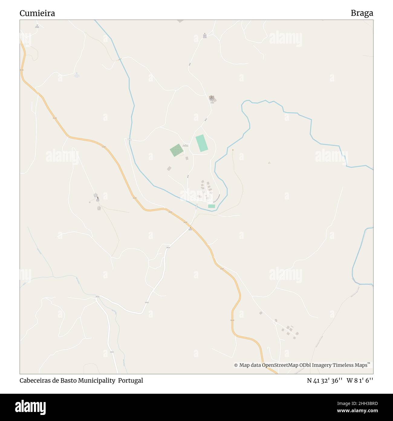 Cumieira, Cabeceiras de Basto, Portugal, Braga, N 41 32' 36'', W 8 1' 6'', map, Timeless Map veröffentlicht im Jahr 2021. Reisende, Entdecker und Abenteurer wie Florence Nightingale, David Livingstone, Ernest Shackleton, Lewis and Clark und Sherlock Holmes haben sich bei der Planung von Reisen zu den entlegensten Ecken der Welt auf Karten verlassen.Timeless Maps kartiert die meisten Orte auf der Welt und zeigt die Verwirklichung großer Träume Stockfoto