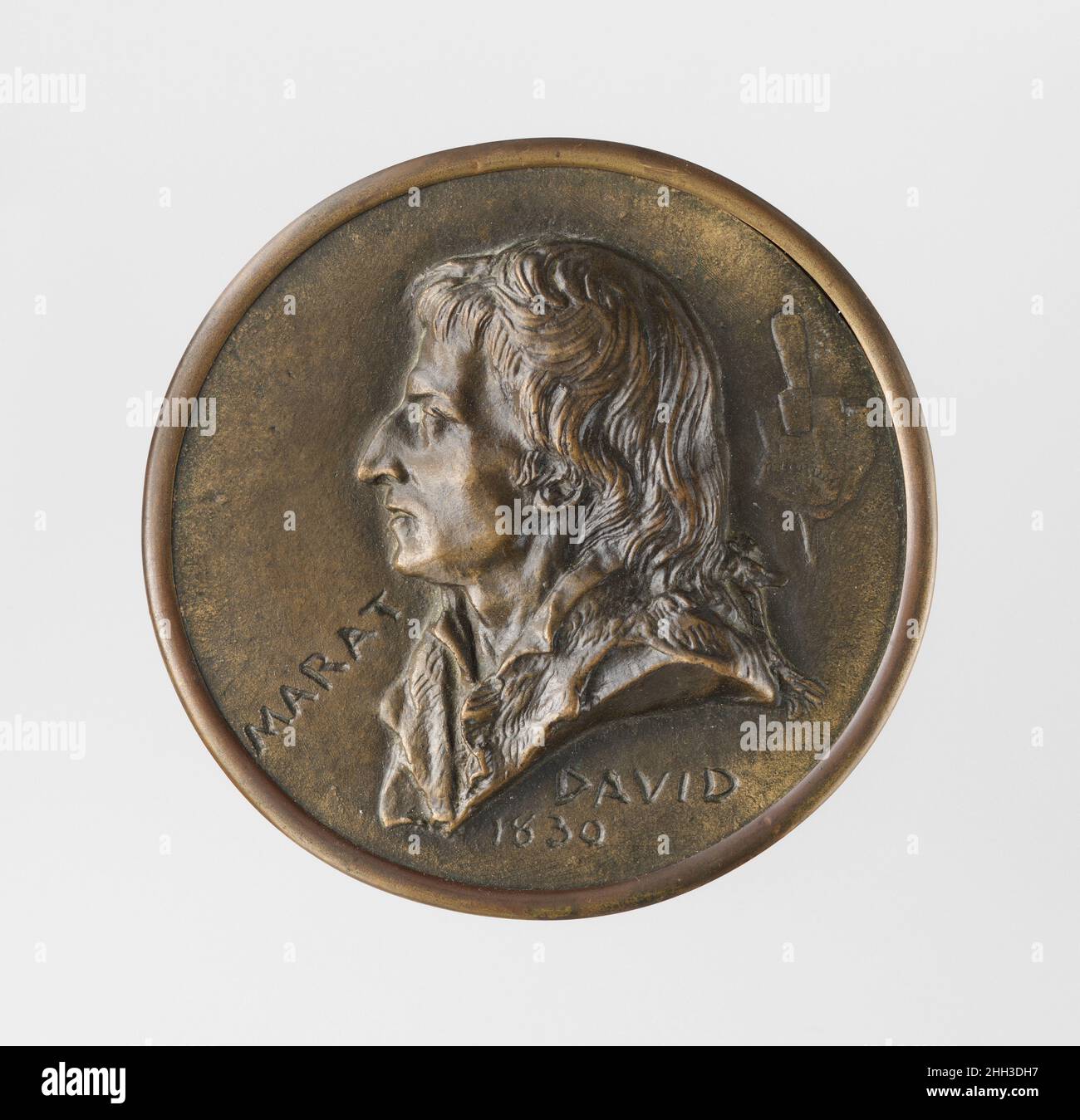 Marat Mitte des 19th. Jahrhunderts nach einem Modell von 1830 Pierre Jean David d'Angers der Franzose Pierre-Jean David d’Angers war der produktivste und einer der bedeutendsten französischen Bildhauer der ersten Hälfte des 19. Jahrhunderts. Während seiner fast fünfzigjährigen Karriere (1819–1856) blieb David seiner Überzeugung treu, dass skulpturale Denkmäler, die den Leistungen großer Männer und Frauen gewidmet sind, die Größe eines Volkes am dauerhaftesten und lebhaftesten zum Ausdruck bringen. Er suchte kontinuierlich Aufträge für Denkmäler mit historischen und zeitgenössischen Figuren, die er bewunderte, um ihre Beiträge zu leisten Stockfoto