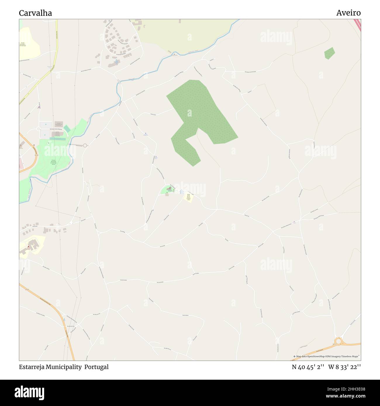 Carvalha, Gemeinde Estarreja, Portugal, Aveiro, N 40 45' 2'', W 8 33' 22'', map, Timeless Map veröffentlicht im Jahr 2021. Reisende, Entdecker und Abenteurer wie Florence Nightingale, David Livingstone, Ernest Shackleton, Lewis and Clark und Sherlock Holmes haben sich bei der Planung von Reisen zu den entlegensten Ecken der Welt auf Karten verlassen.Timeless Maps kartiert die meisten Orte auf der Welt und zeigt die Verwirklichung großer Träume Stockfoto