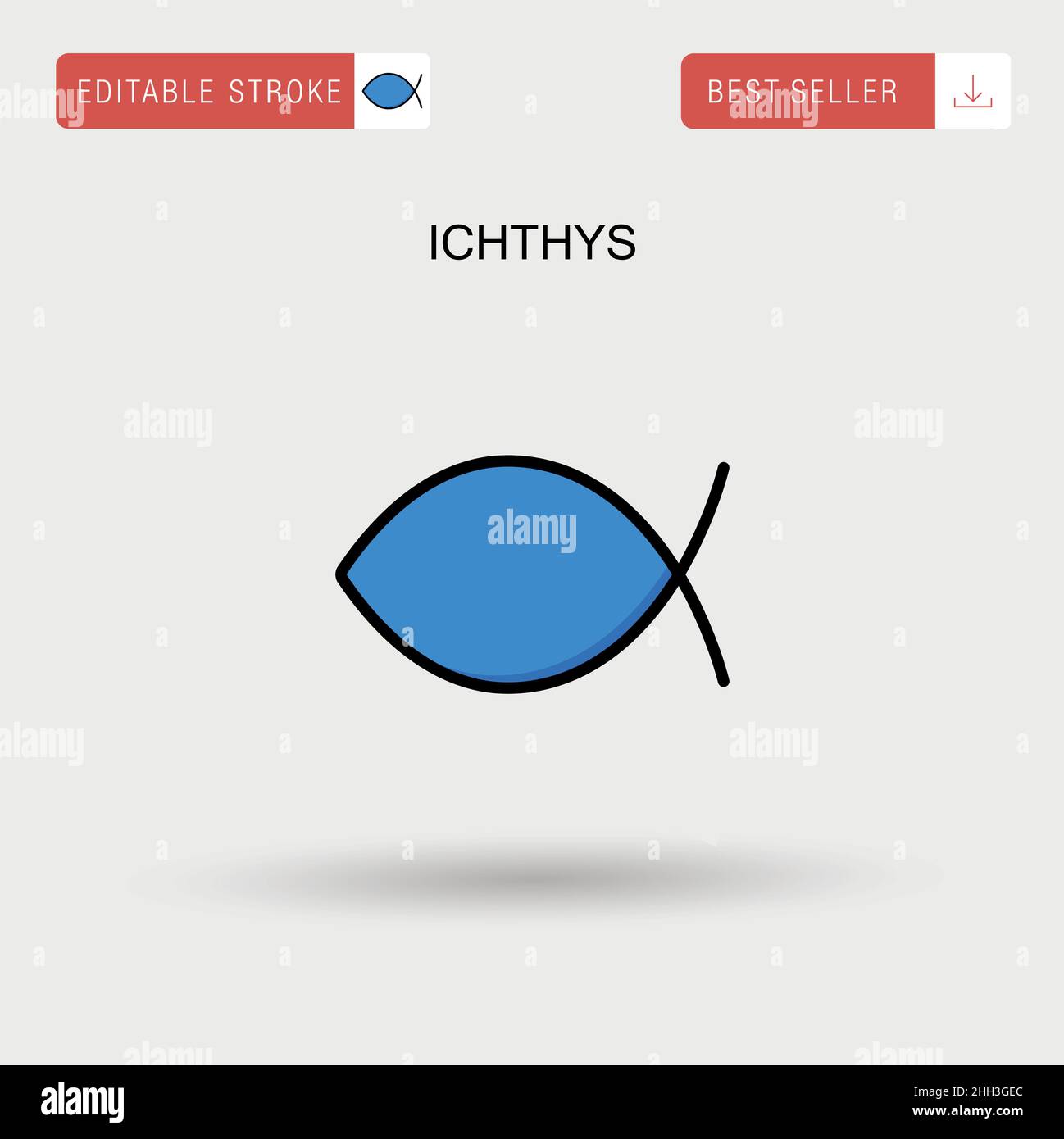 Ichthys einfaches Vektorsymbol. Stock Vektor