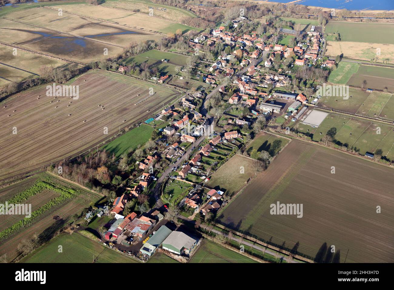 Luftaufnahme von East Cottingwith Village, East Yorkshire Stockfoto