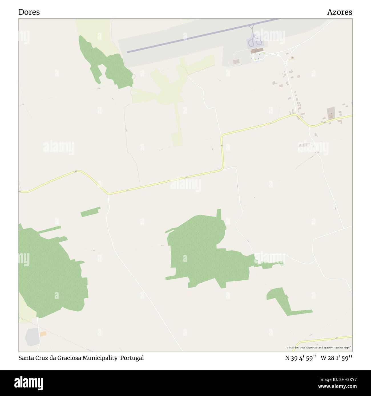 Dores, Gemeinde Santa Cruz da Graciosa, Portugal, Azoren, N 39 4' 59'', W 28 1' 59'', map, Timeless Map veröffentlicht im Jahr 2021. Reisende, Entdecker und Abenteurer wie Florence Nightingale, David Livingstone, Ernest Shackleton, Lewis and Clark und Sherlock Holmes haben sich bei der Planung von Reisen zu den entlegensten Ecken der Welt auf Karten verlassen.Timeless Maps kartiert die meisten Orte auf der Welt und zeigt die Verwirklichung großer Träume Stockfoto