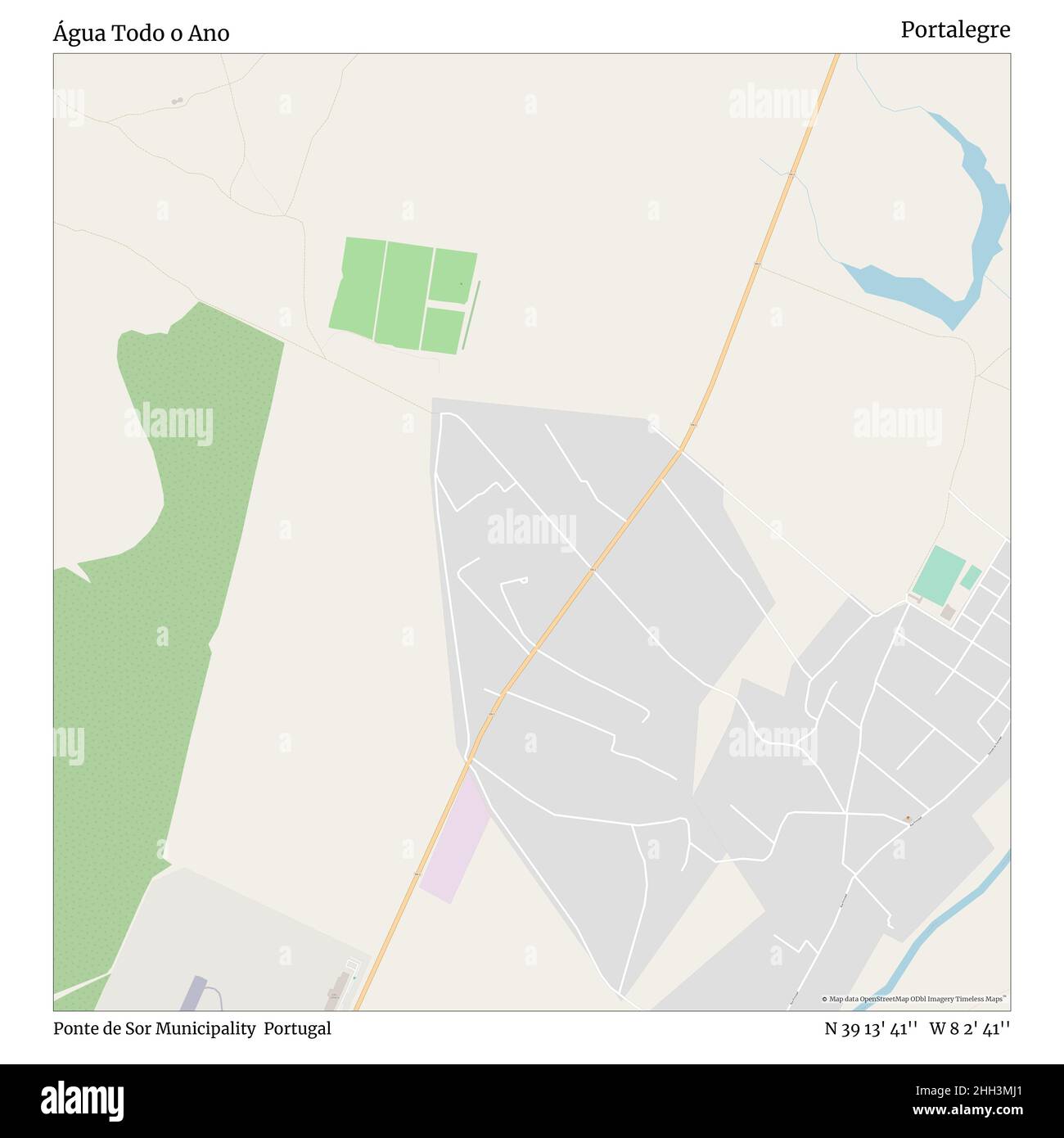 Água Todo o Ano, Gemeinde Ponte de Sor, Portugal, Portalegre, N 39 13' 41'', W 8 2' 41'', map, Timeless Map veröffentlicht im Jahr 2021. Reisende, Entdecker und Abenteurer wie Florence Nightingale, David Livingstone, Ernest Shackleton, Lewis and Clark und Sherlock Holmes haben sich bei der Planung von Reisen zu den entlegensten Ecken der Welt auf Karten verlassen.Timeless Maps kartiert die meisten Orte auf der Welt und zeigt die Verwirklichung großer Träume Stockfoto