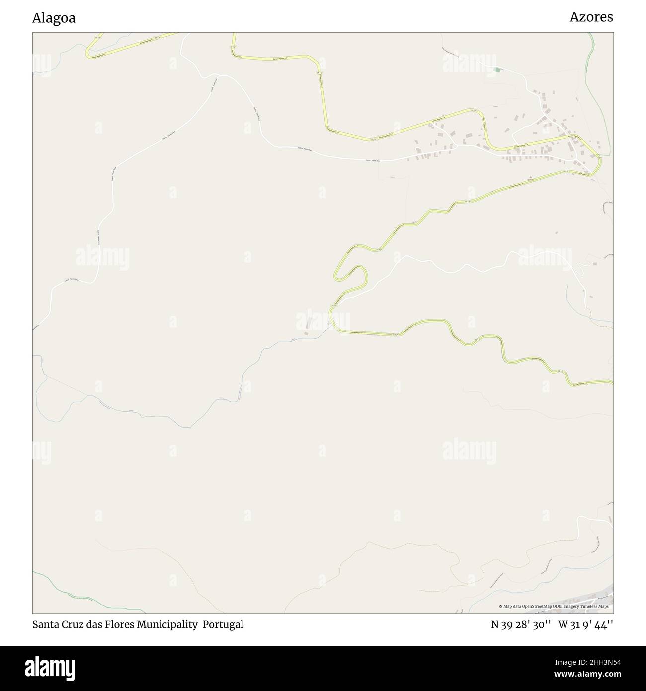 Alagoa, Santa Cruz das Flores Kommune, Portugal, Azoren, N 39 28' 30'', W 31 9' 44'', map, Timeless Map veröffentlicht im Jahr 2021. Reisende, Entdecker und Abenteurer wie Florence Nightingale, David Livingstone, Ernest Shackleton, Lewis and Clark und Sherlock Holmes haben sich bei der Planung von Reisen zu den entlegensten Ecken der Welt auf Karten verlassen.Timeless Maps kartiert die meisten Orte auf der Welt und zeigt die Verwirklichung großer Träume Stockfoto