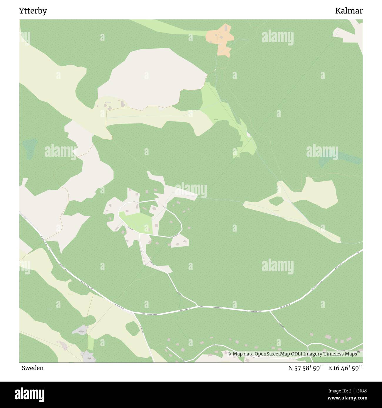 Ytterby, Schweden, Kalmar, N 57 58' 59'', E 16 46' 59'', map, Timeless Map veröffentlicht im Jahr 2021. Reisende, Entdecker und Abenteurer wie Florence Nightingale, David Livingstone, Ernest Shackleton, Lewis and Clark und Sherlock Holmes haben sich bei der Planung von Reisen zu den entlegensten Ecken der Welt auf Karten verlassen.Timeless Maps kartiert die meisten Orte auf der Welt und zeigt die Verwirklichung großer Träume. Stockfoto