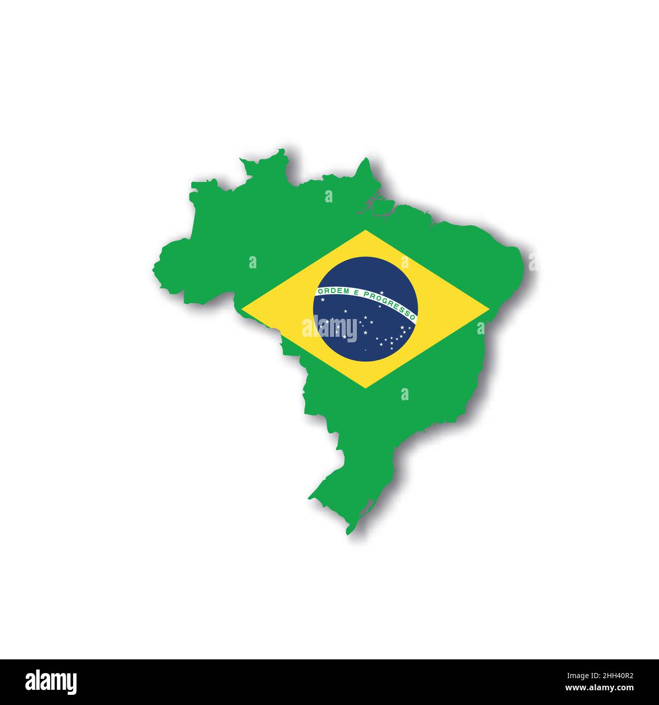 Brasilianische Nationalflagge in Form einer Landkarte Stock Vektor