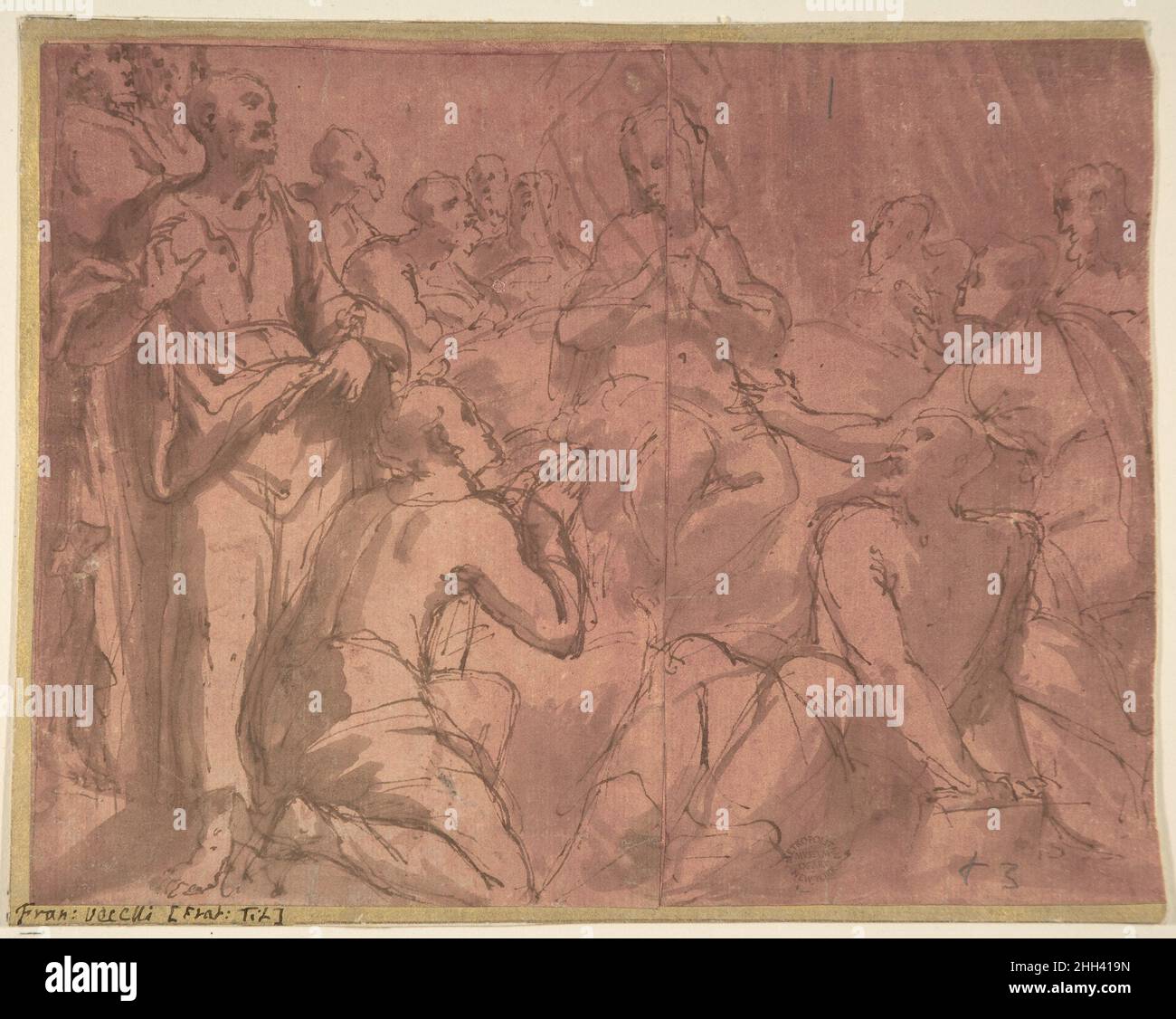 Anbetung der Jungfrau Maria 16th Jahrhundert Anonym, Italienisch, 16th Jahrhundert Italienisch. Anbetung der Jungfrau 341821 Stockfoto