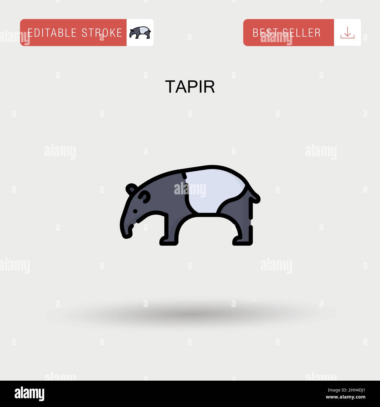 Einfaches Vektor-Symbol für Tapir. Stock Vektor