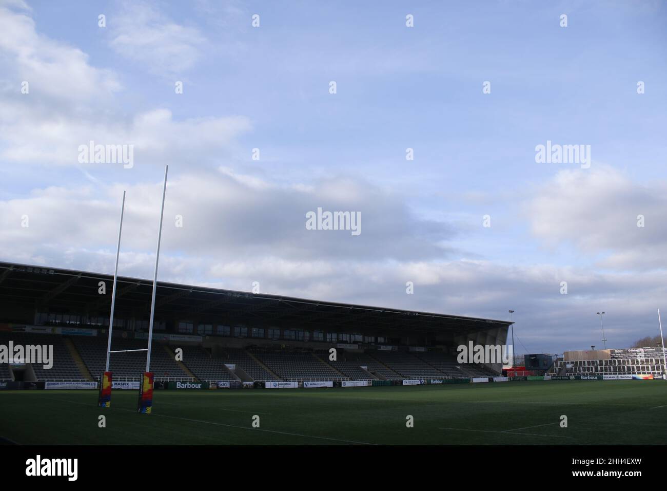 NEWCASTLE ON TYNE, 23rd. JANUAR Eine Gesamtansicht des Kingston Park Stadions während des Freundschaftsspiel zwischen Newcastle Thunder und Wigan Warriors im Kingston Park, Newcastle am Sonntag, den 23rd. Januar 2022. (Kredit: Will Matthews | MI News) Kredit: MI News & Sport /Alamy Live News Stockfoto