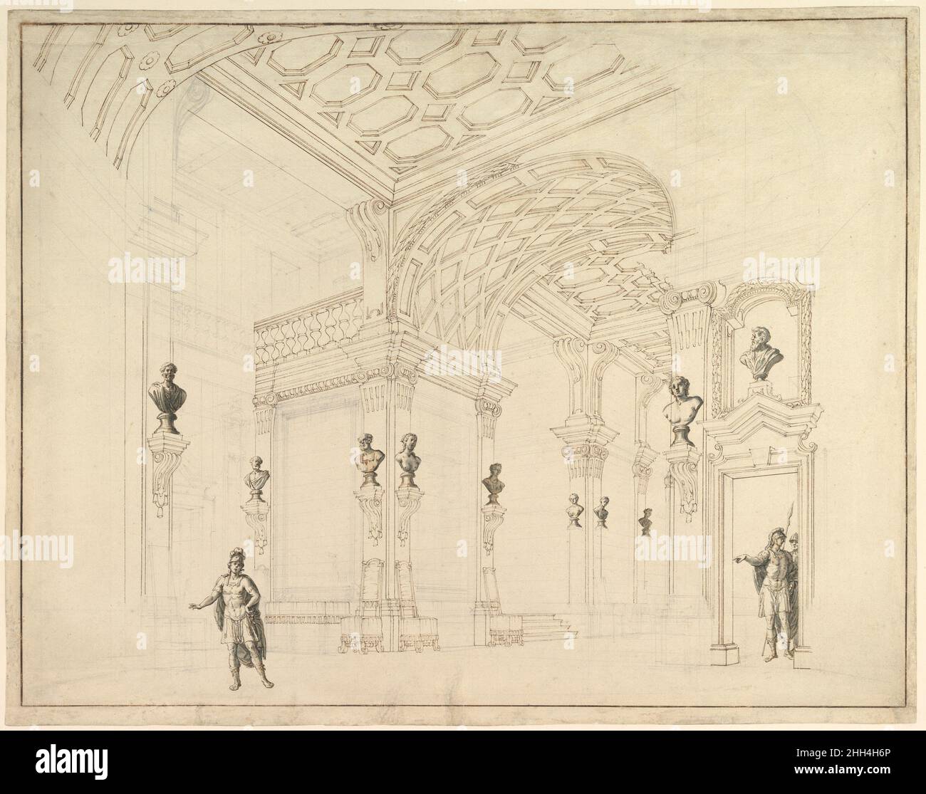 Entwurf für ein Bühnenbild 1696–1756 Workshop von Giuseppe Galli Bibiena Italienisch. Entwurf für ein Bühnenbild 342066 Stockfoto