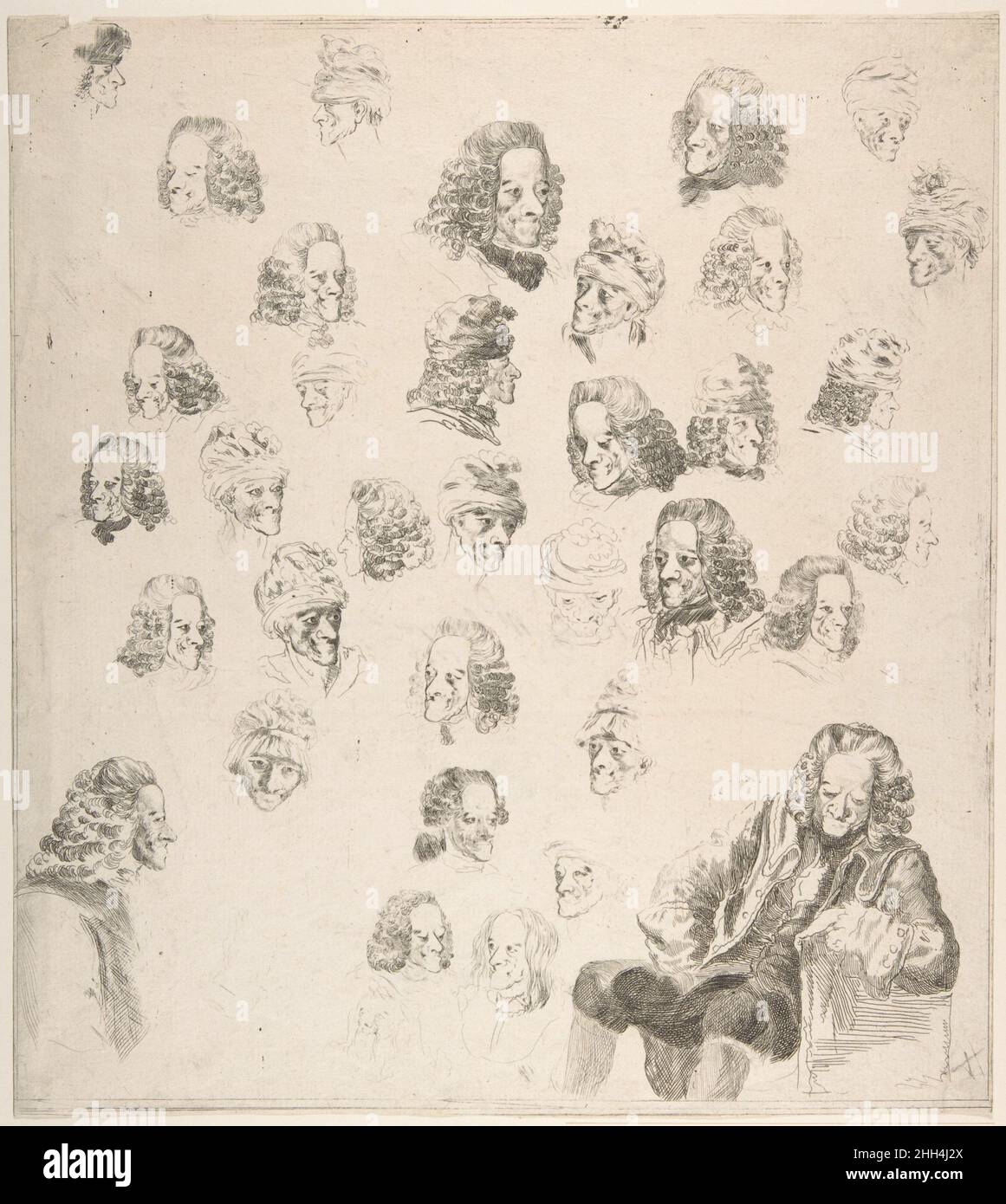Skizzen von Voltaire im Alter von Eighty-One 1775 Baron Dominique Vivant Denon Französisch. Skizzen von Voltaire im Alter von Eighty-One 385400 Stockfoto