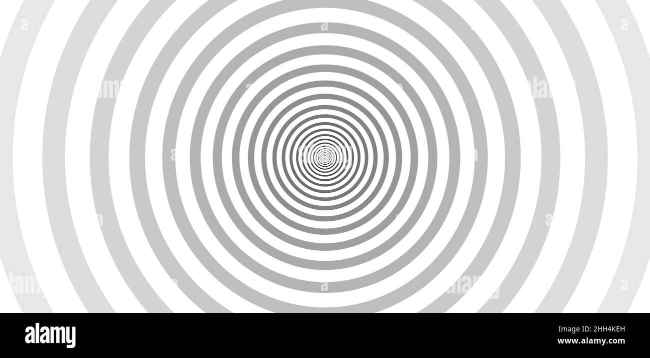 Schwarz-weiße Farbe Vektor Banner Illustration mit konzentrierten Kreisformen aus der Mitte Stock Vektor