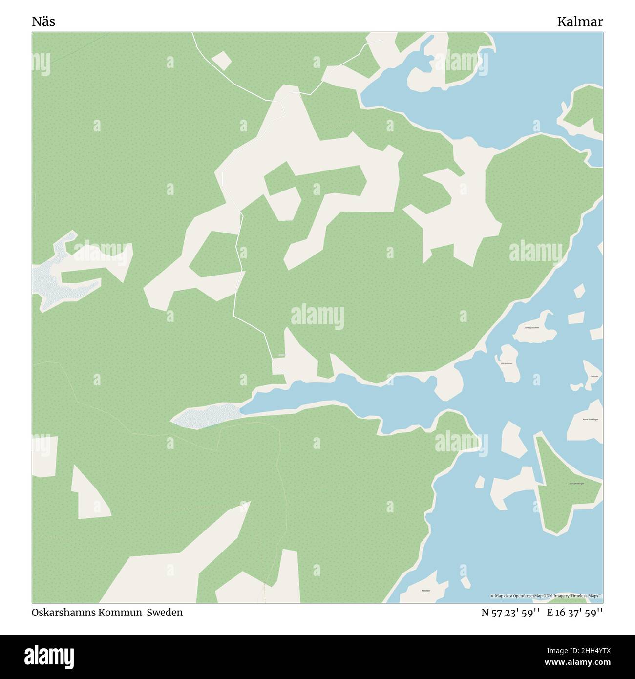 Näs, Oskarshamns Kommun, Schweden, Kalmar, N 57 23' 59'', E 16 37' 59'', map, Timeless Map veröffentlicht 2021. Reisende, Entdecker und Abenteurer wie Florence Nightingale, David Livingstone, Ernest Shackleton, Lewis and Clark und Sherlock Holmes haben sich bei der Planung von Reisen zu den entlegensten Ecken der Welt auf Karten verlassen.Timeless Maps kartiert die meisten Orte auf der Welt und zeigt die Verwirklichung großer Träume. Stockfoto