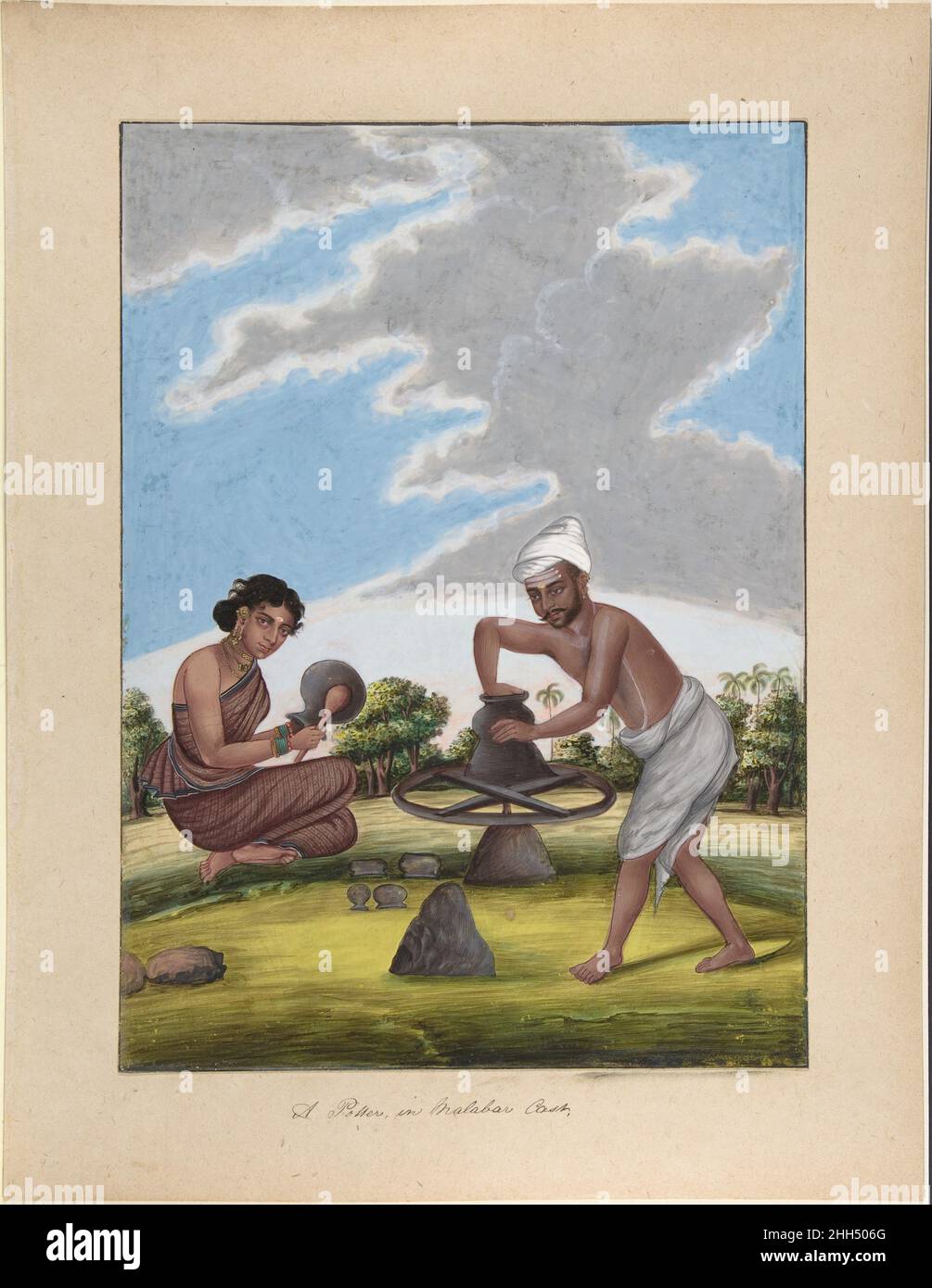 Ein Potter in Balabar-Besetzung, aus indischen Trades und Kasten ca. 1840 Anonym, indisch, 19th Jahrhundert indisch. Ein Potter in Balabar-Besetzung, aus indischen Trades und Kasten 386447 Stockfoto
