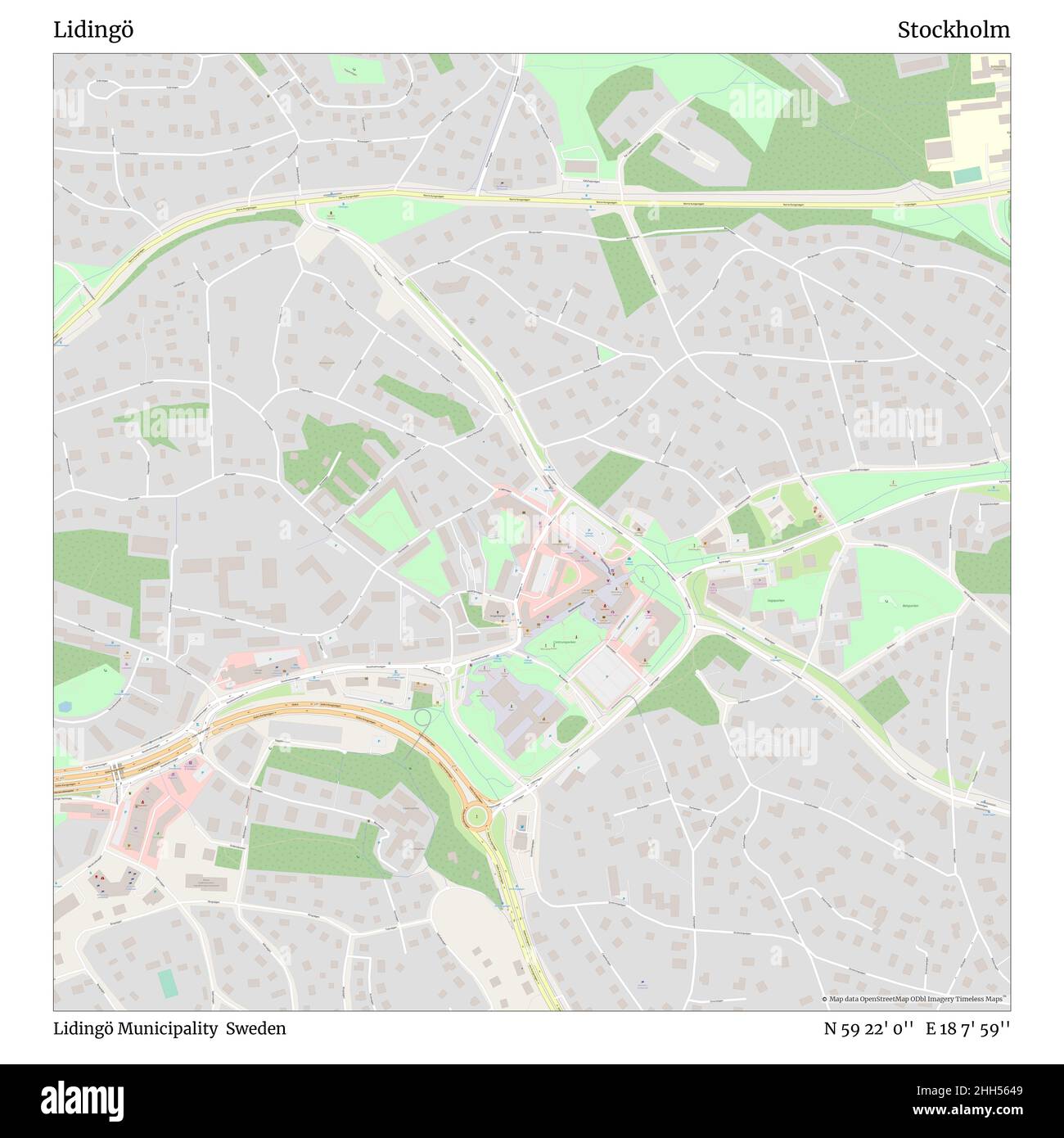 Lidingö, Gemeinde Lidingö, Schweden, Stockholm, N 59 22' 0'', E 18 7' 59'', map, Timeless Map veröffentlicht im Jahr 2021. Reisende, Entdecker und Abenteurer wie Florence Nightingale, David Livingstone, Ernest Shackleton, Lewis and Clark und Sherlock Holmes haben sich bei der Planung von Reisen zu den entlegensten Ecken der Welt auf Karten verlassen.Timeless Maps kartiert die meisten Orte auf der Welt und zeigt die Verwirklichung großer Träume. Stockfoto