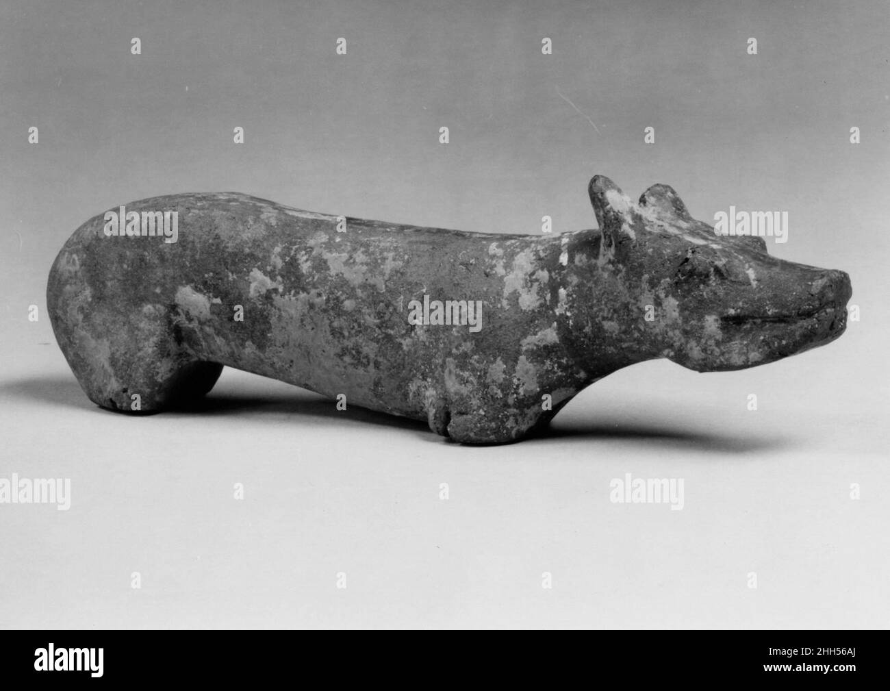 Dog 5th–6th Century China. Hund. China. 5th–6th Jahrhundert. Steingut mit Spuren von Pigment. Nördliche Wei-Dynastie (386–534). Tomb Pottery Stockfoto