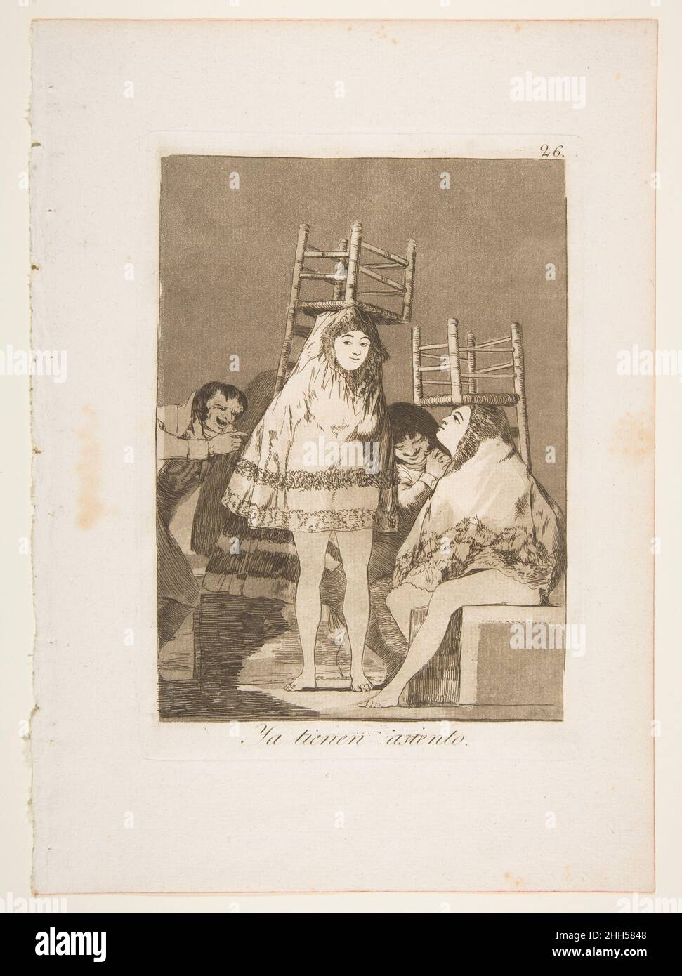 Platte 26 von ' Los Caprichos':Sie haben bereits einen Sitz (Ya tienen asiento.) 1799 Goya (Francisco de Goya y Lucientes) Spanisch. Platte 26 von ' Los Caprichos':Sie haben bereits einen Sitz (Ya tienen asiento.) 380475 Künstler: Goya (Francisco de Goya y Lucientes), Spanisch, Fuendetodos 1746?1828 Bordeaux, Teller 26 aus ' Los Caprichos':Sie haben bereits einen Sitz (Ya tienen asiento.), 1799, Radierung und Aquatinta brüniert, Teller: 8 3/8 ? 5 7/8 Zoll (21,2 ? 15 cm) Blatt: 11 5/8 ? 8 1/4 Zoll (29,5 ? 21 cm). Das Metropolitan Museum of Art, New York. Schenkung von M. Knoedler & Co., 1918 (18,64(26)) Stockfoto