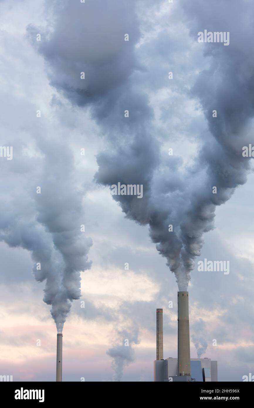 Rauchschwaden eines Kohlekraftwerks, die die globale Erwärmung verursachen Stockfoto