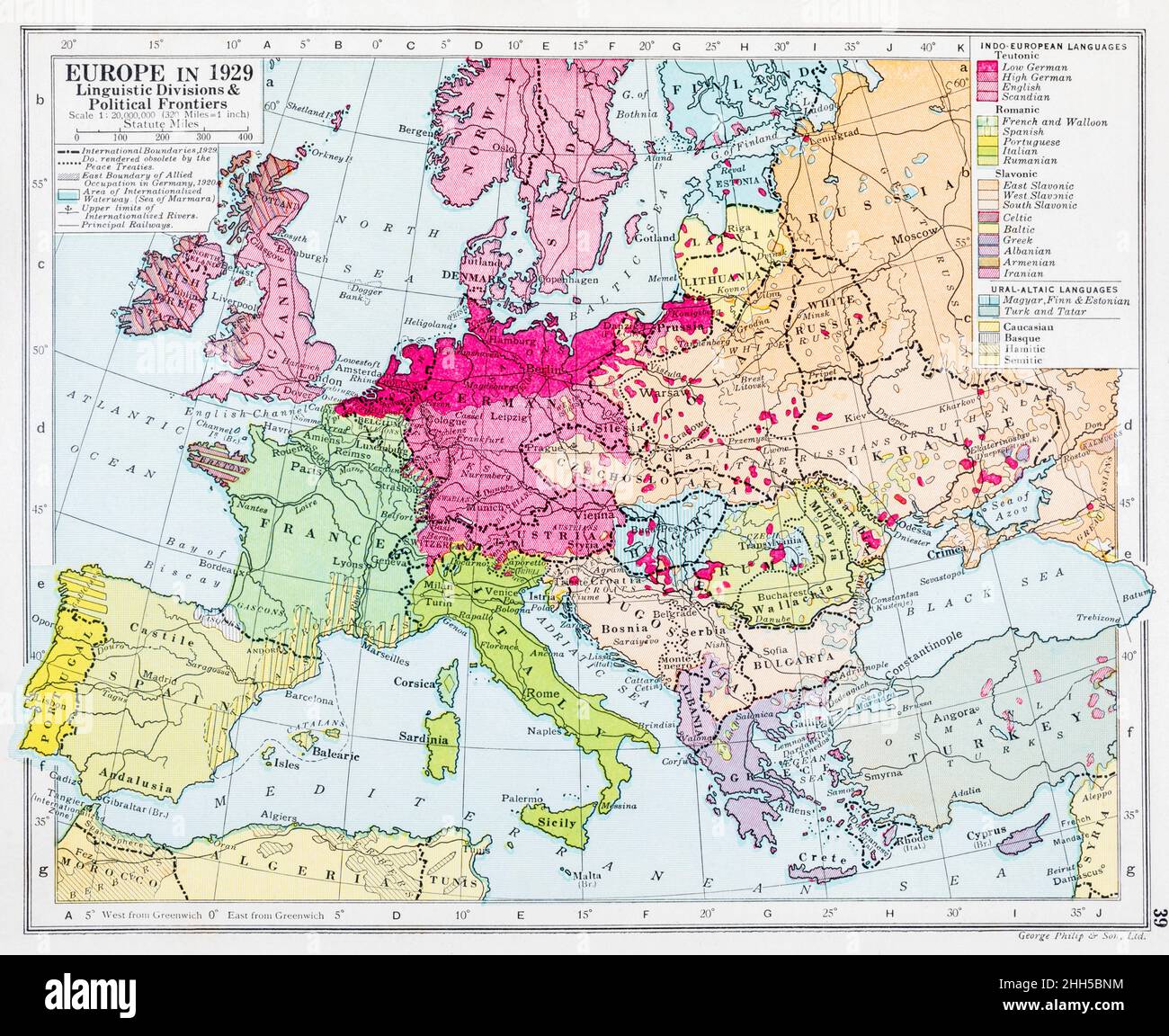 1936 Historische Atlas-Karte des alten Russlands, der frühen Sowjetunion. Ukraine & Schwarzes Meer deutlich unten. Für die russische Geschichte, Ereignisse in der Ukraine und auf der Krim Stockfoto