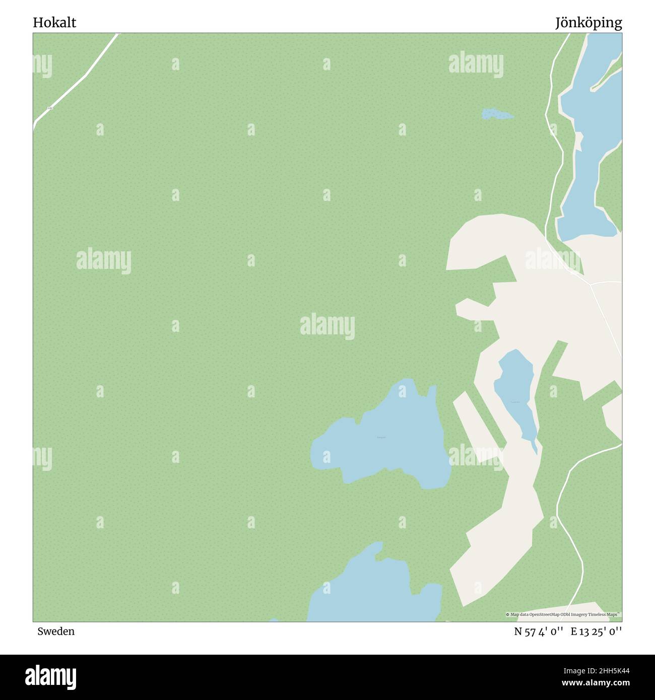 Hokalt, Schweden, Jönköping, N 57 4' 0'', E 13 25' 0'', map, Timeless Map veröffentlicht im Jahr 2021. Reisende, Entdecker und Abenteurer wie Florence Nightingale, David Livingstone, Ernest Shackleton, Lewis and Clark und Sherlock Holmes haben sich bei der Planung von Reisen zu den entlegensten Ecken der Welt auf Karten verlassen.Timeless Maps kartiert die meisten Orte auf der Welt und zeigt die Verwirklichung großer Träume. Stockfoto