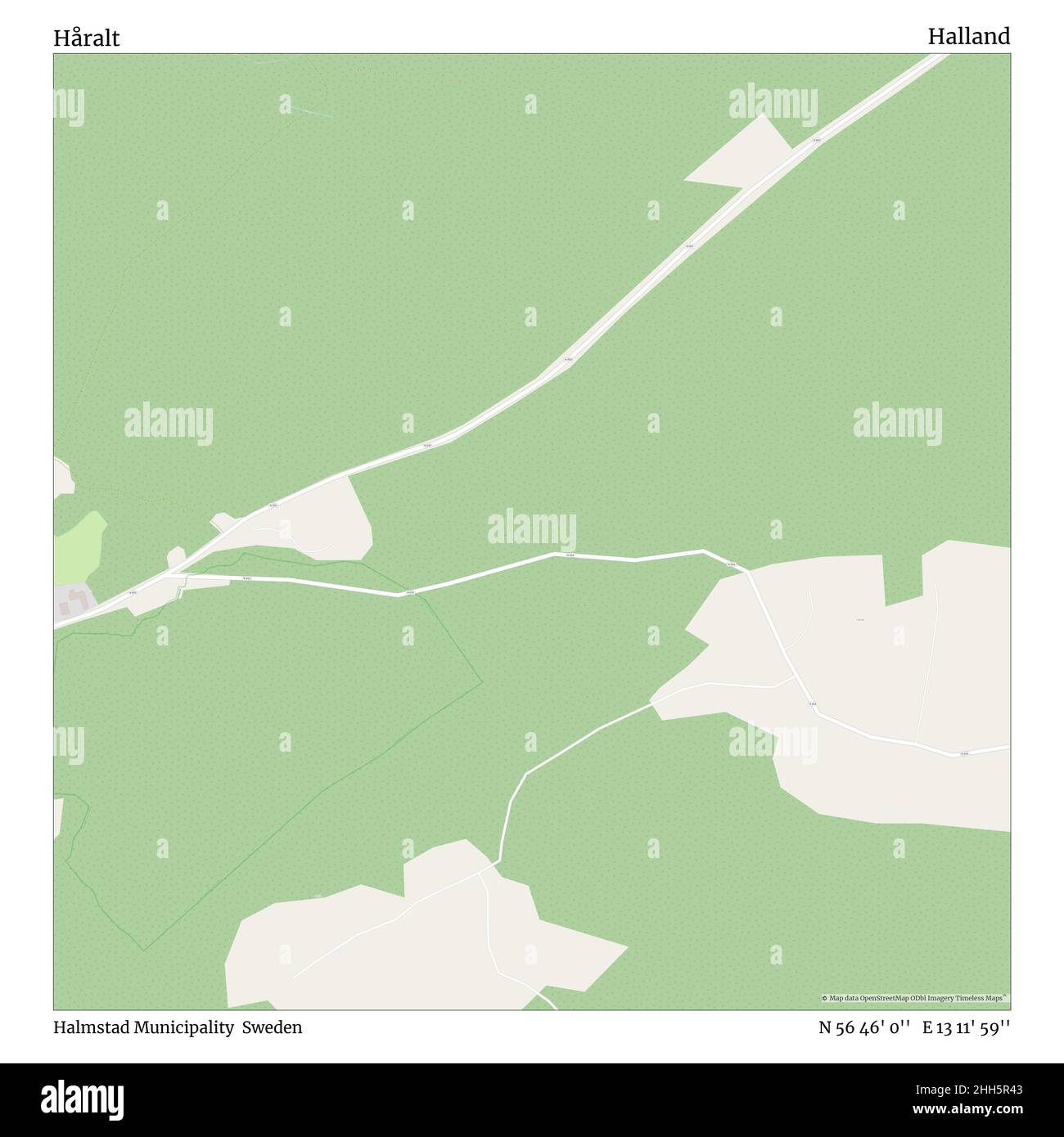 Håralt, Gemeinde Halmstad, Schweden, Halland, N 56 46' 0'', E 13 11' 59'', map, Timeless Map veröffentlicht im Jahr 2021. Reisende, Entdecker und Abenteurer wie Florence Nightingale, David Livingstone, Ernest Shackleton, Lewis and Clark und Sherlock Holmes haben sich bei der Planung von Reisen zu den entlegensten Ecken der Welt auf Karten verlassen.Timeless Maps kartiert die meisten Orte auf der Welt und zeigt die Verwirklichung großer Träume. Stockfoto