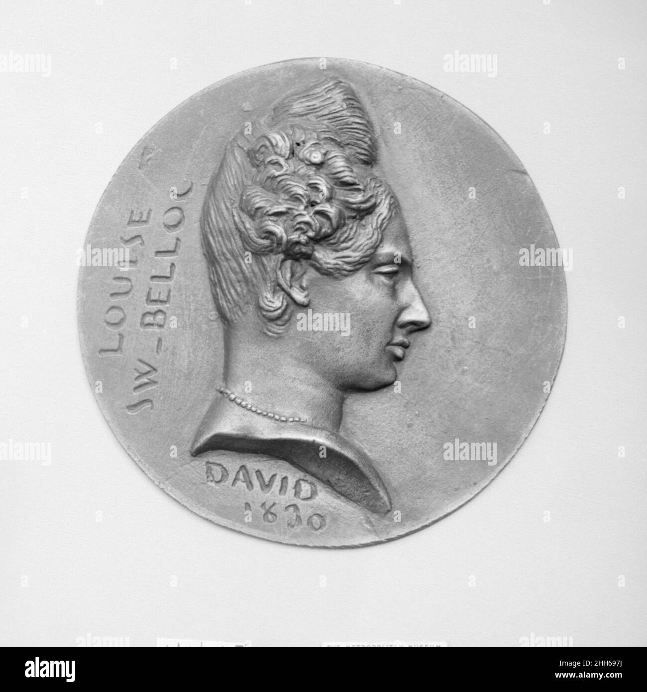 Dame Louise Swanton-Belloc (1796–1881), Französisch littérice (übersetzt Lord Byron ins Französische) 1830 Pierre Jean David d'Angers Französisch Pierre-Jean David d'Angers war der produktivste und einer der bedeutendsten französischen Bildhauer der ersten Hälfte des 19. Jahrhunderts. Während seiner fast fünfzigjährigen Karriere (1819–1856) blieb David seiner Überzeugung treu, dass skulpturale Denkmäler, die den Leistungen großer Männer und Frauen gewidmet sind, die Größe eines Volkes am dauerhaftesten und lebhaftesten zum Ausdruck bringen. Er suchte kontinuierlich Aufträge für Denkmäler, die historische und zeitgenössische Feigendarsteller darstellen Stockfoto