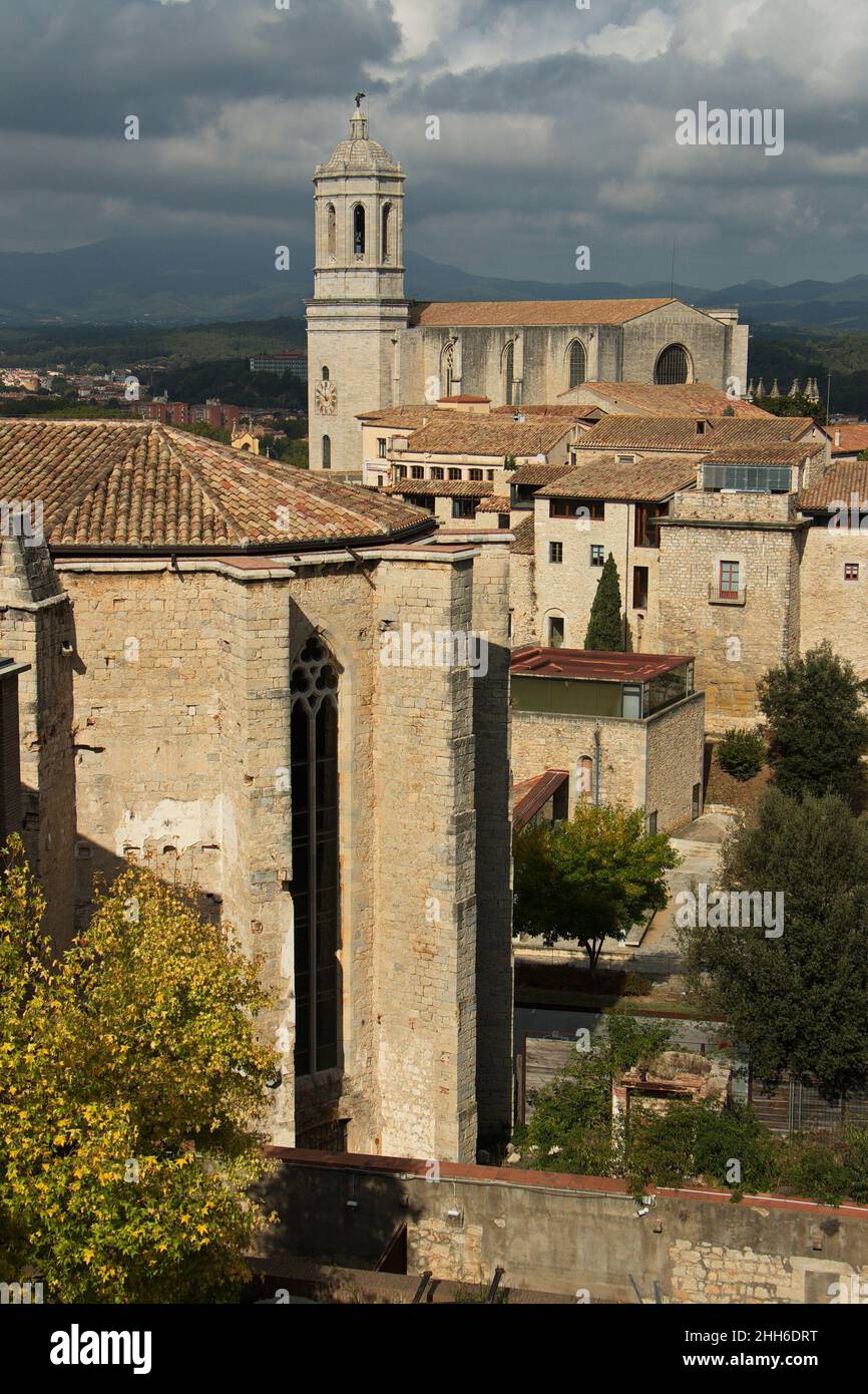 Esglesia de Sant Domenec und Kathedrale Santa Maria von Girona, Katalonien, Spanien, Europa Stockfoto