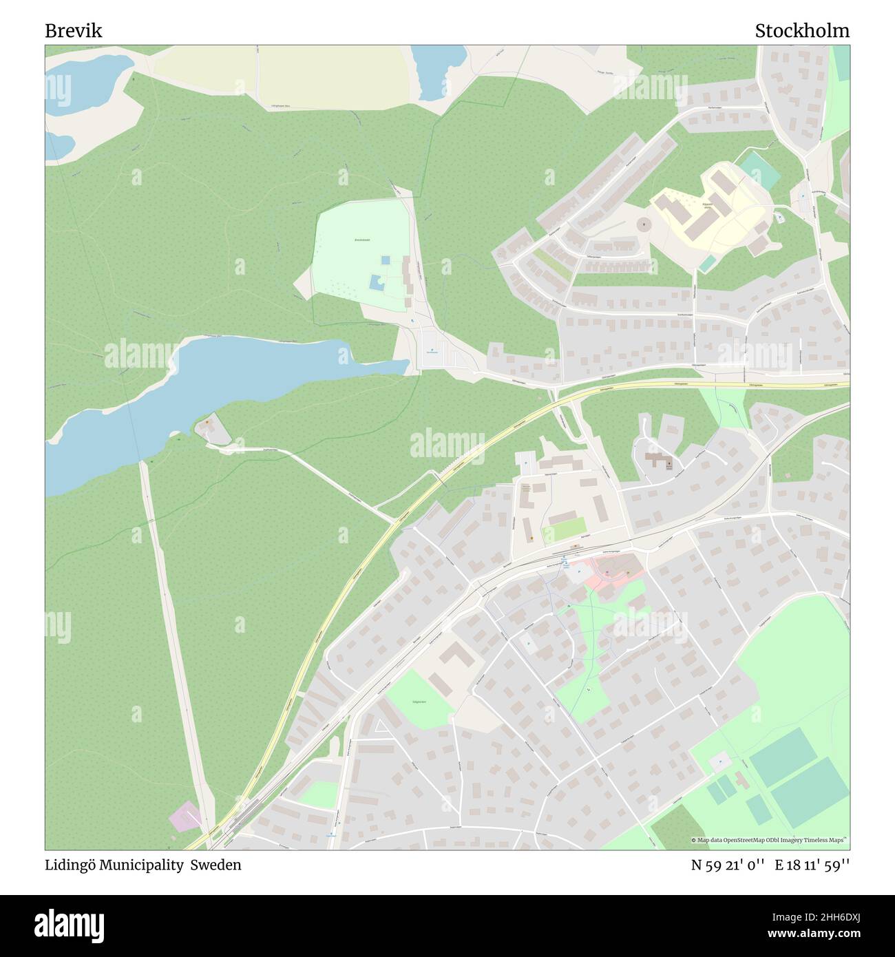 Brevik, Gemeinde Lidingö, Schweden, Stockholm, N 59 21' 0'', E 18 11' 59'', map, Timeless Map veröffentlicht im Jahr 2021. Reisende, Entdecker und Abenteurer wie Florence Nightingale, David Livingstone, Ernest Shackleton, Lewis and Clark und Sherlock Holmes haben sich bei der Planung von Reisen zu den entlegensten Ecken der Welt auf Karten verlassen.Timeless Maps kartiert die meisten Orte auf der Welt und zeigt die Verwirklichung großer Träume. Stockfoto