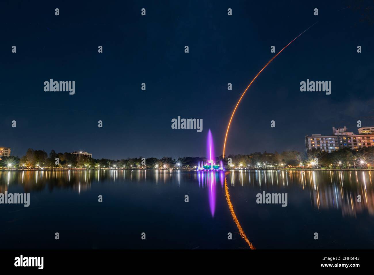 Einführung der SpaceX Starlink Group 4-6 Stockfoto