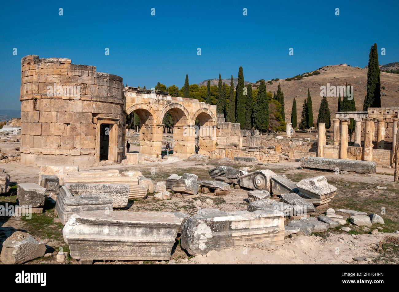 Hierapolis Antike Stadt, Pamukkale Stadt, Denizli Provinz der Türkei Stockfoto