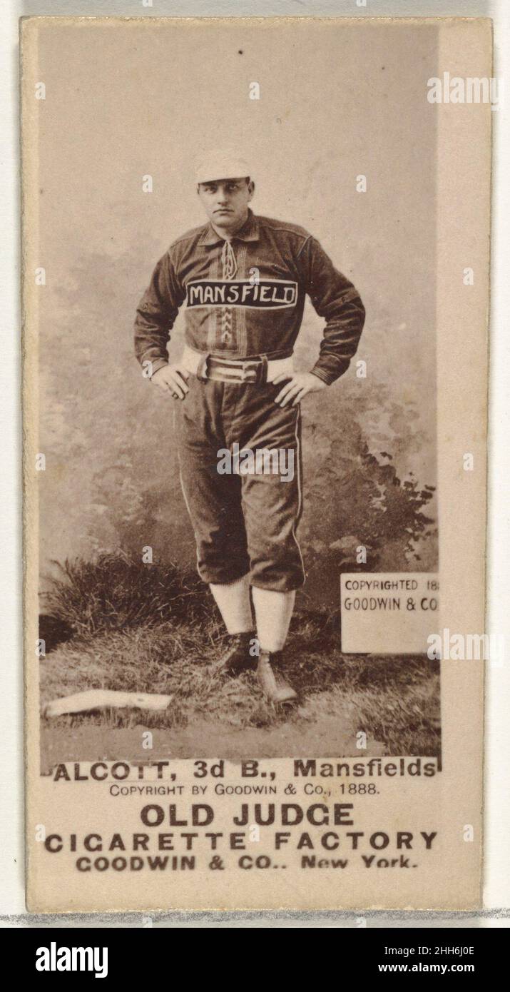 Charles Alcott, 3rd Base, Mansfield, aus der Old Judge Serie (N172) für Old Judge Zigaretten 1888 herausgegeben von Goodwin & Company die 'Old Judge' Serie von Baseballkarten (N172) wurde von Goodwin & Company von 1887 bis 1890 herausgegeben, um Old Judge Zigaretten zu fördern. Charles Alcott, 3rd Base, Mansfield, aus der Old Judge-Serie (N172) für Old Judge Cigarettes. 1888. Albumin-Fotografie. Herausgegeben von Goodwin & Company Stockfoto