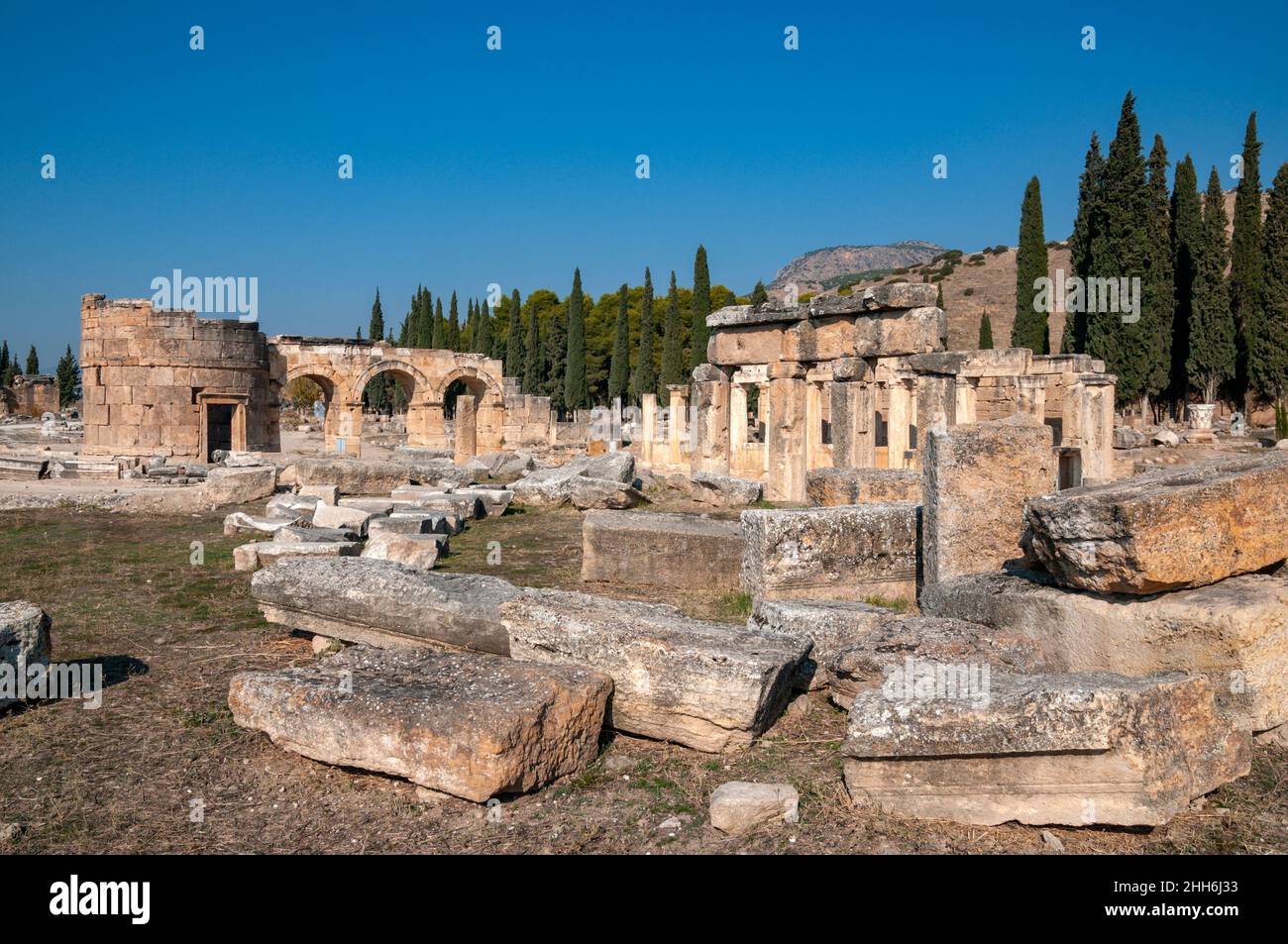 Hierapolis Antike Stadt, Pamukkale Stadt, Denizli Provinz der Türkei Stockfoto