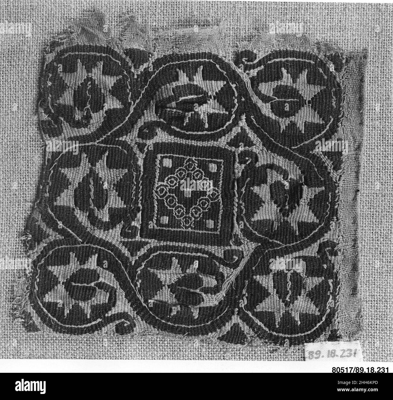 Textile Fragment 4th Jahrhundert. Textilfragment. 4th Jahrhundert. Wolle, Leinen; Leinwandbindung, Tapisserie. Hergestellt in Ägypten. Textilien Und Wandteppiche Stockfoto