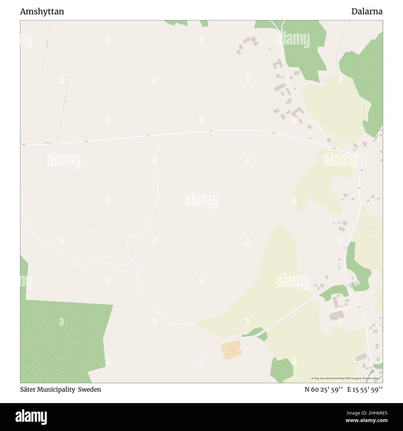 Amshyttan, Gemeinde Säter, Schweden, Dalarna, N 60 25' 59'', E 15 55' 59'', map, Timeless Map veröffentlicht im Jahr 2021. Reisende, Entdecker und Abenteurer wie Florence Nightingale, David Livingstone, Ernest Shackleton, Lewis and Clark und Sherlock Holmes haben sich bei der Planung von Reisen zu den entlegensten Ecken der Welt auf Karten verlassen.Timeless Maps kartiert die meisten Orte auf der Welt und zeigt die Verwirklichung großer Träume. Stockfoto