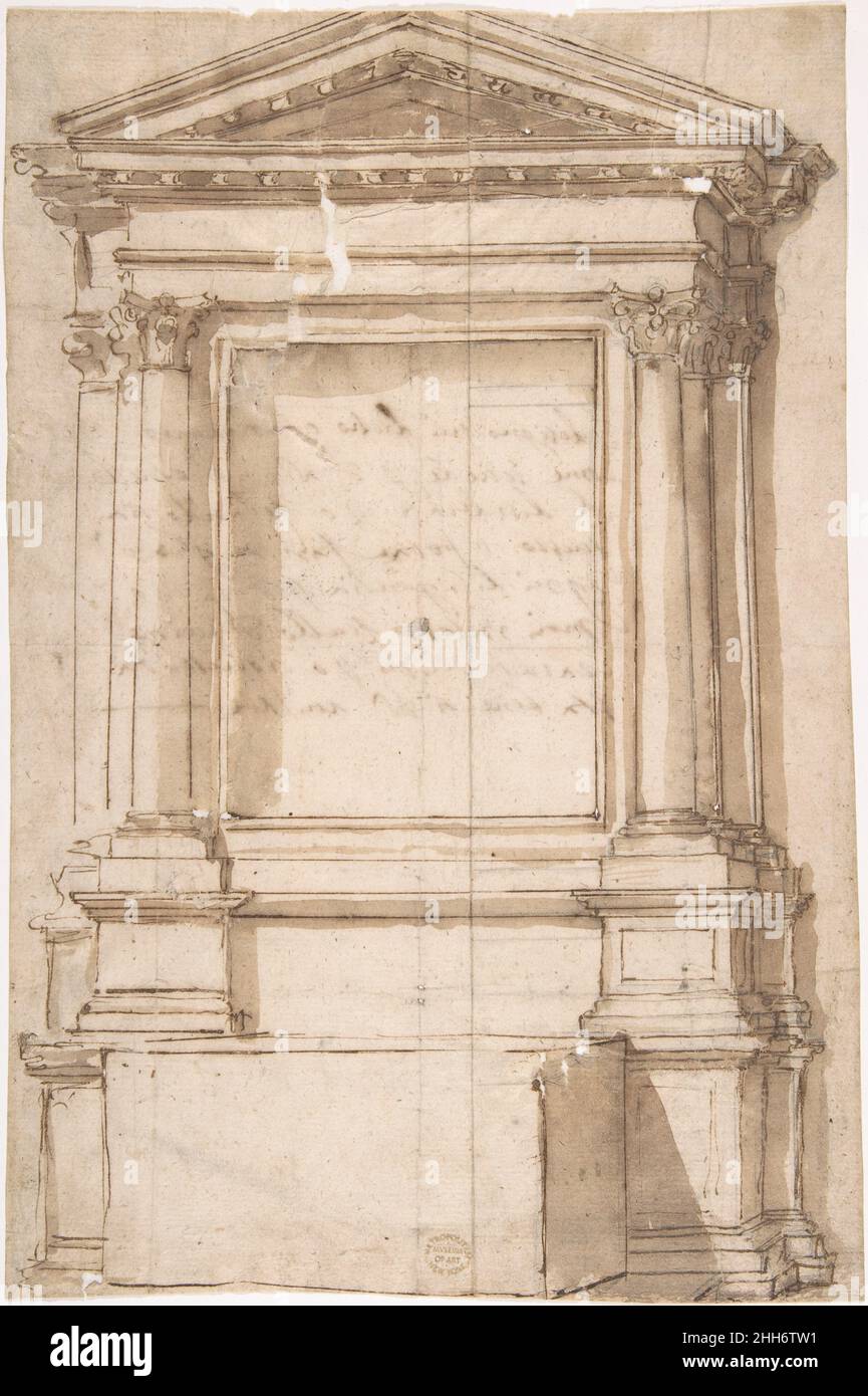 Architektonischer Rahmen für Altar 16th Jahrhundert Anonym, Italienisch, 16th Jahrhundert Italienisch. Architektonischer Rahmen für Altar 342253 Stockfoto
