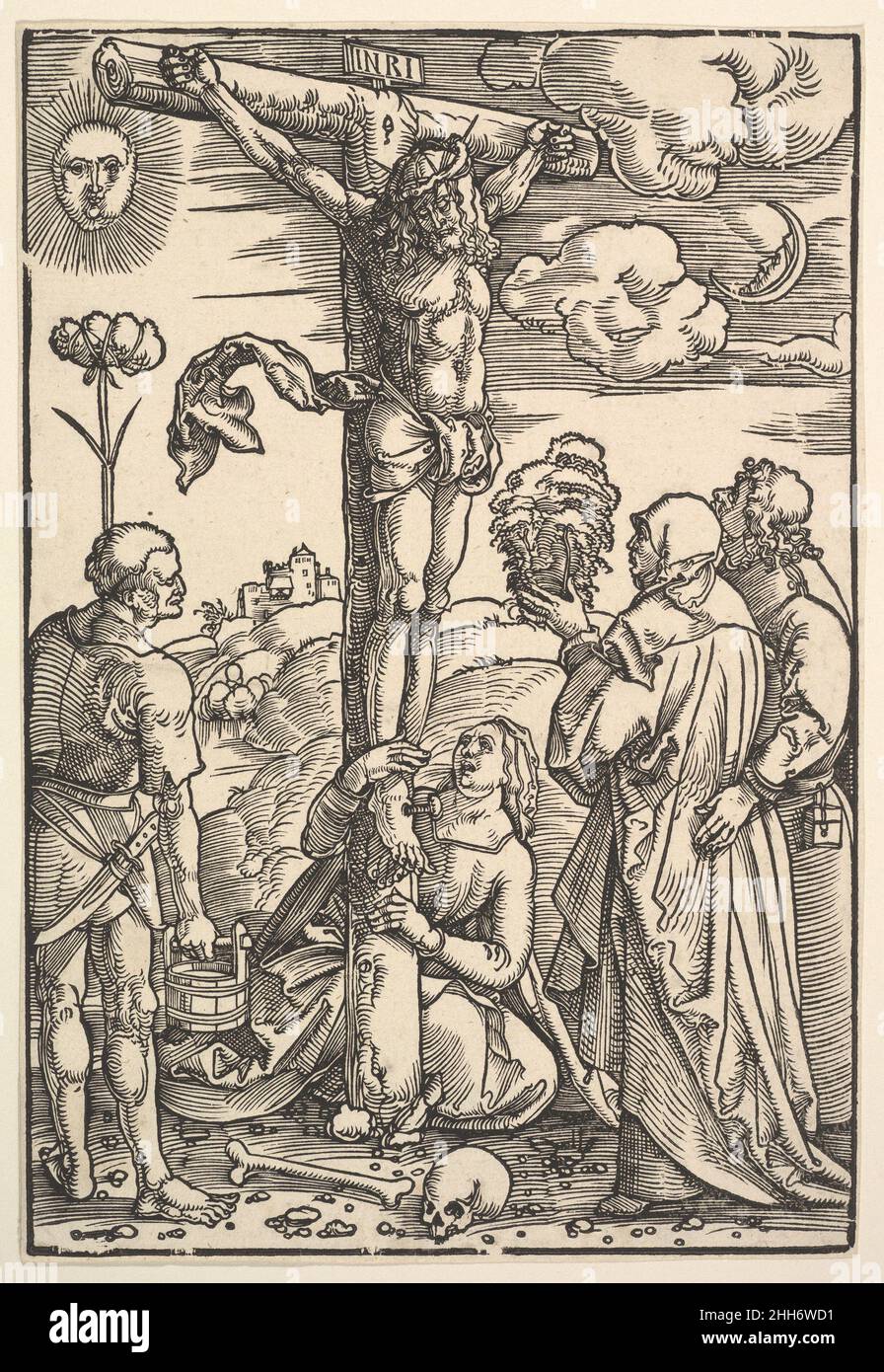 Christus am Kreuz mit der Jungfrau und den Heiligen Longinus, Maria Magdalena und Johannes 1505 Hans Baldung (genannt Hans Baldung Grien) Deutsch. Christus am Kreuz mit der Jungfrau und den Heiligen Longinus, Maria Magdalena und Johannes 416039 Stockfoto