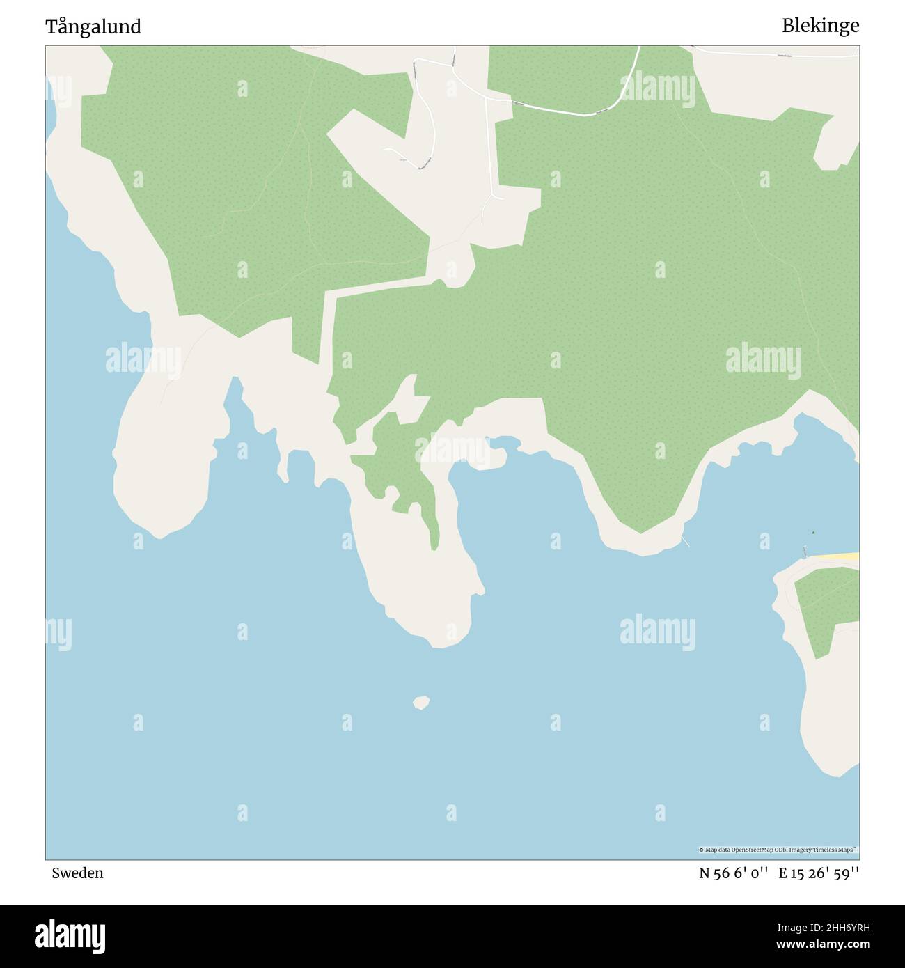 Tångalund, Schweden, Blekinge, N 56 6' 0'', E 15 26' 59'', map, Timeless Map veröffentlicht im Jahr 2021. Reisende, Entdecker und Abenteurer wie Florence Nightingale, David Livingstone, Ernest Shackleton, Lewis and Clark und Sherlock Holmes haben sich bei der Planung von Reisen zu den entlegensten Ecken der Welt auf Karten verlassen.Timeless Maps kartiert die meisten Orte auf der Welt und zeigt die Verwirklichung großer Träume. Stockfoto