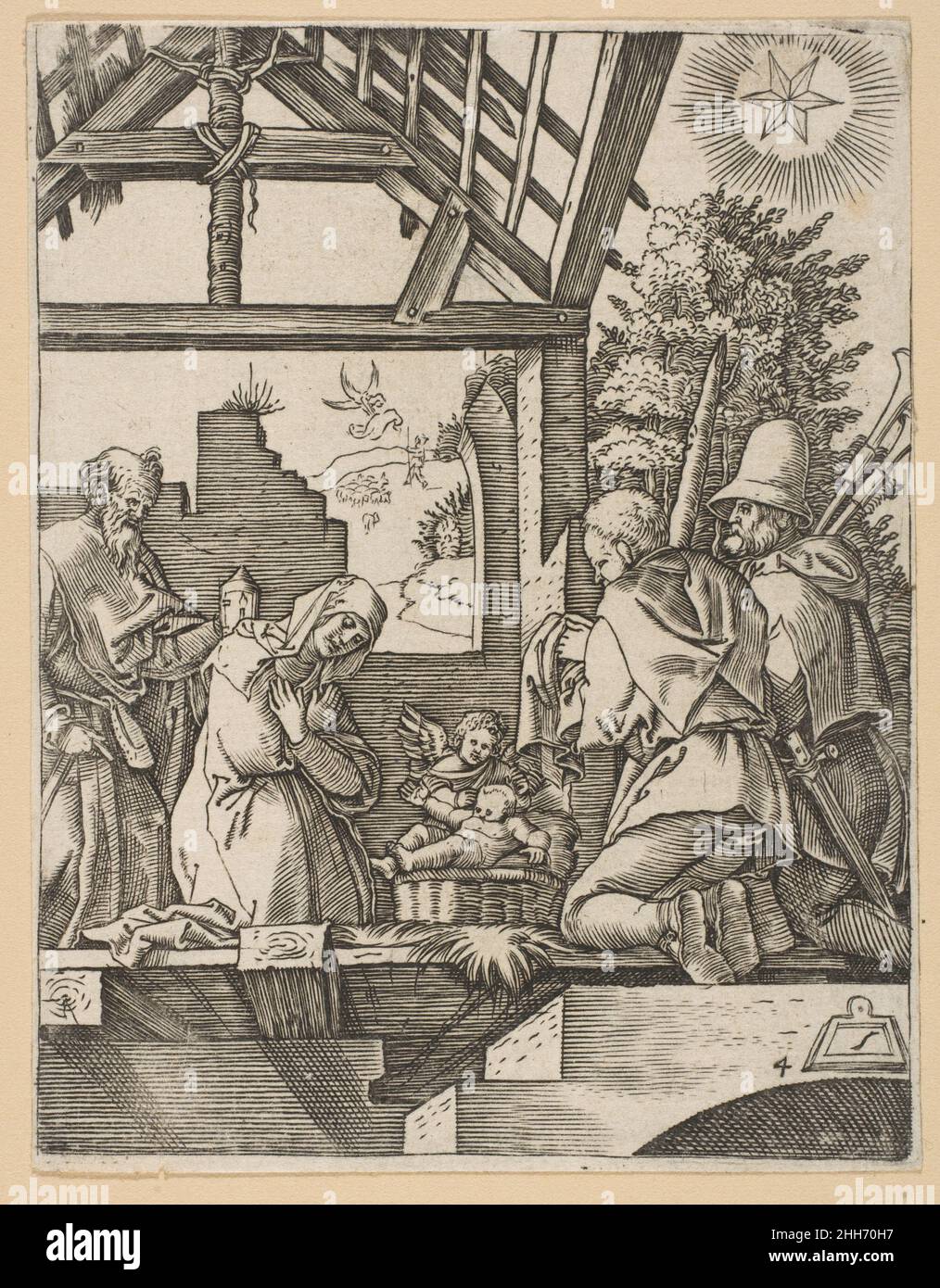 Die Geburt Christi (Kopie) n.d. Marcantonio Raimondi Italienisch. Die Geburt Christi (Kopie) 387743 Stockfoto