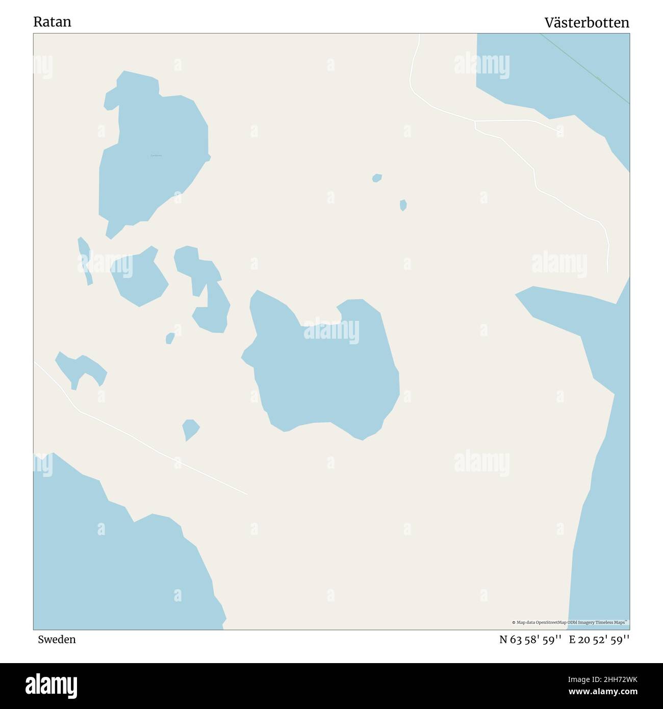 Ratan, Schweden, Västerbotten, N 63 58' 59'', E 20 52' 59'', map, Timeless Map veröffentlicht im Jahr 2021. Reisende, Entdecker und Abenteurer wie Florence Nightingale, David Livingstone, Ernest Shackleton, Lewis and Clark und Sherlock Holmes haben sich bei der Planung von Reisen zu den entlegensten Ecken der Welt auf Karten verlassen.Timeless Maps kartiert die meisten Orte auf der Welt und zeigt die Verwirklichung großer Träume. Stockfoto