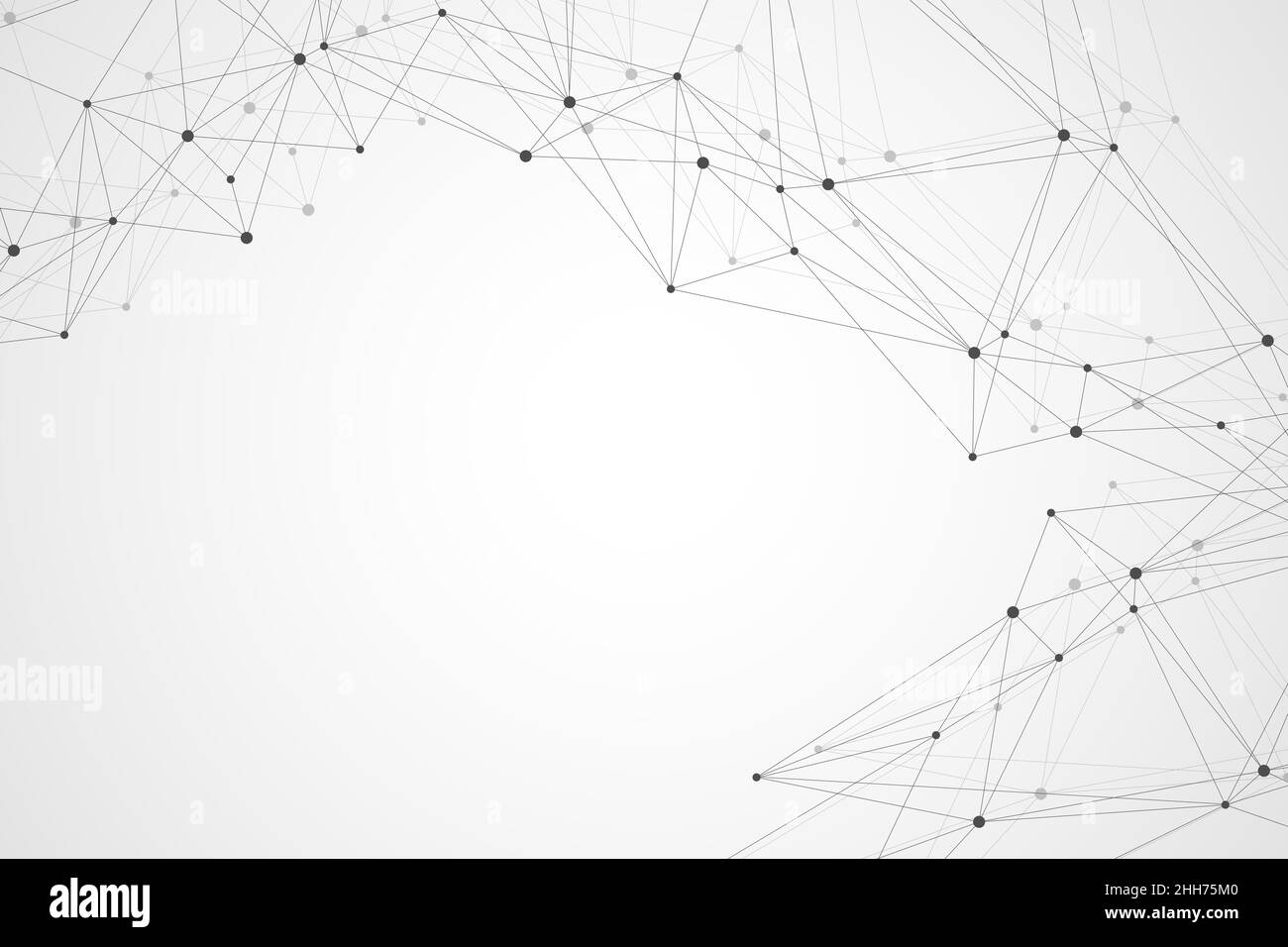 Big-Data-Visualisierung. Darstellung von sozialen Netzwerken oder Geschäftsanalysen. Abstrakte Grafiken. Futuristische Infografik. Stockfoto