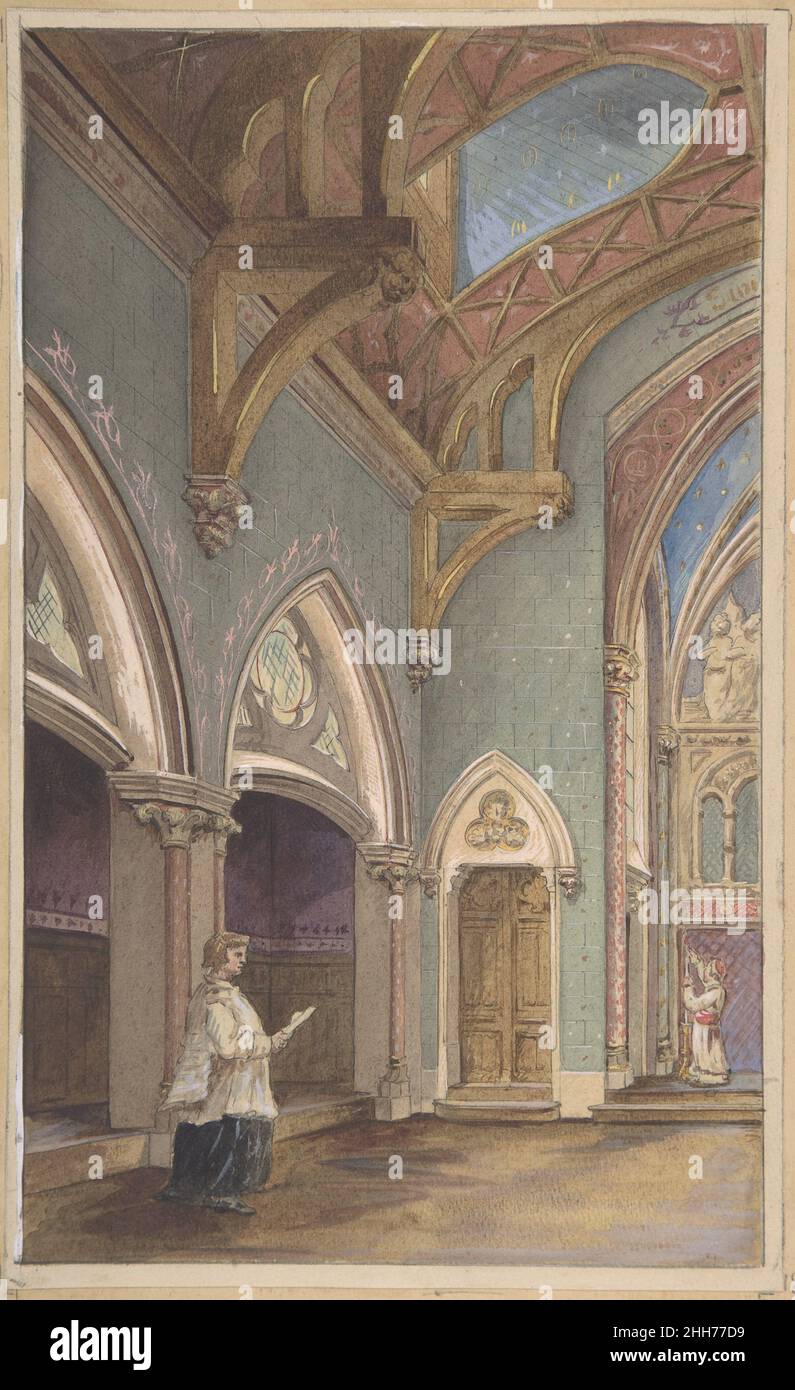 Blick auf den Innenraum mit Figuren, Saint Clotilde zweite Hälfte 19th Jahrhundert Jules-Edmond-Charles Lachaise Französisch. Ansicht des Innenansicht mit Figuren, Saint Clotilde 345425 Stockfoto