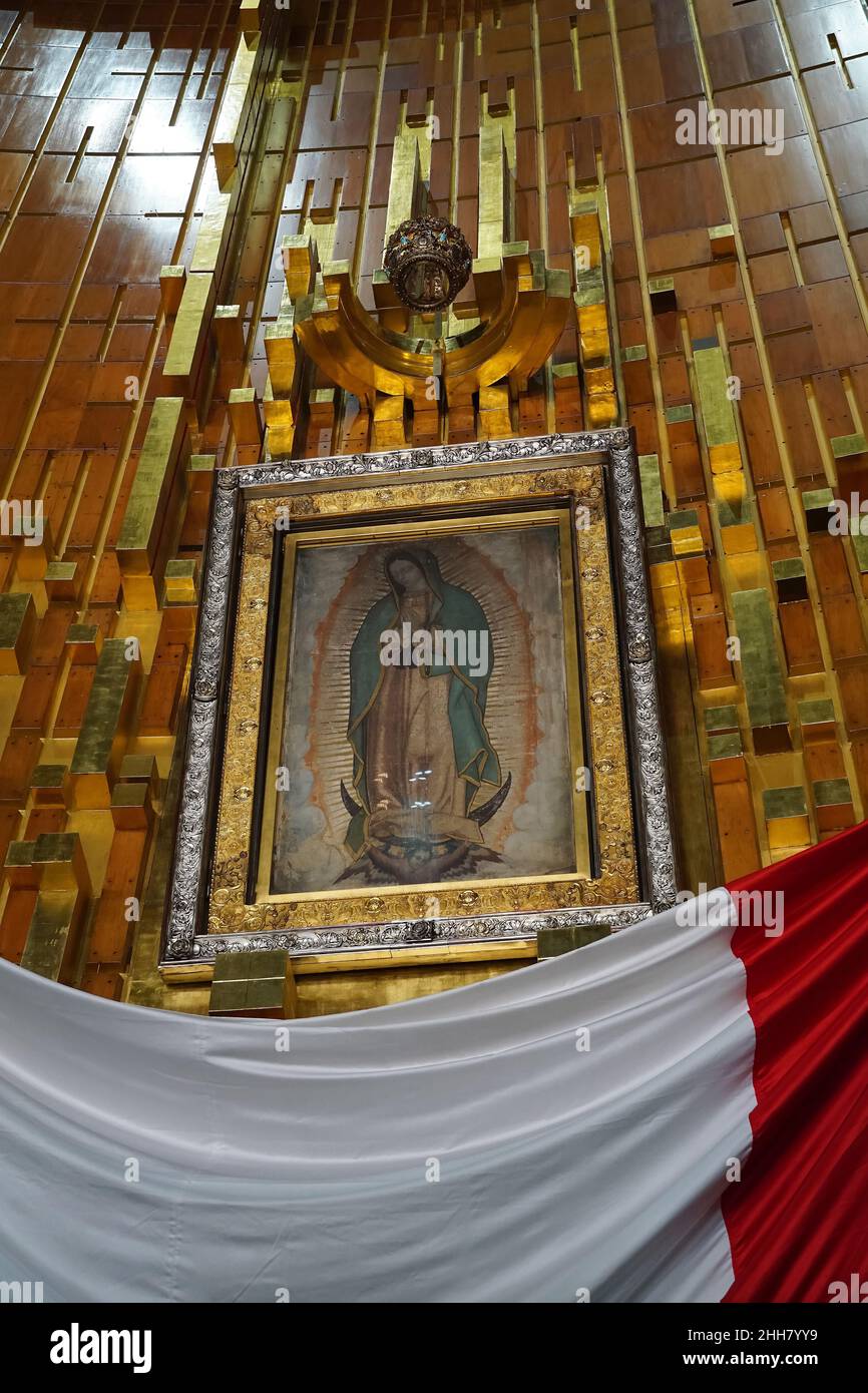 Unsere Lieben Frau von Guadalupe in der Neuen Basilika, Basilika unserer Lieben Frau von Guadalupe, Basílica de Nuestra Señora de Guadalupe, Mexiko-Stadt, Ciudad de México Stockfoto