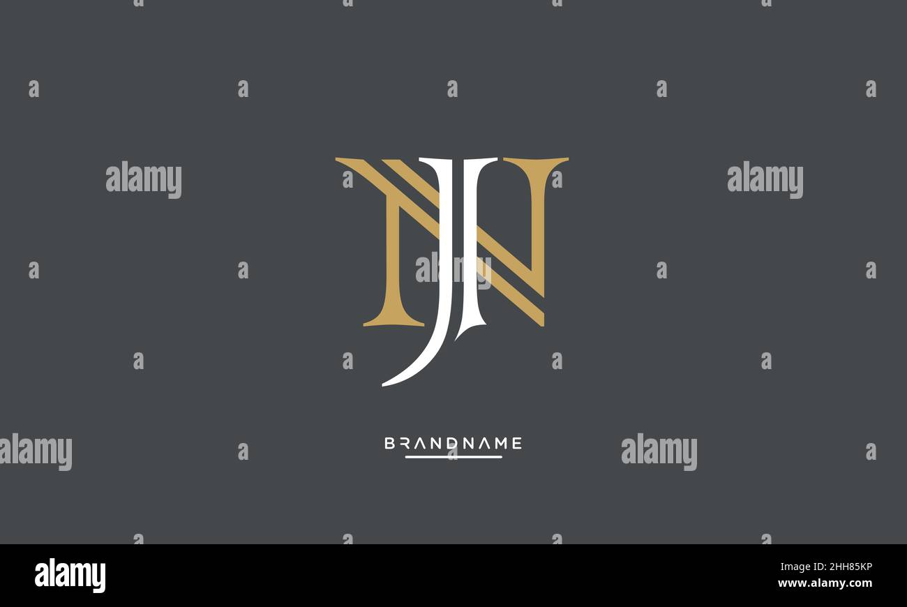 Buchstabenbuchstaben NJ, JN Logo Emblem Monogramm Stock Vektor